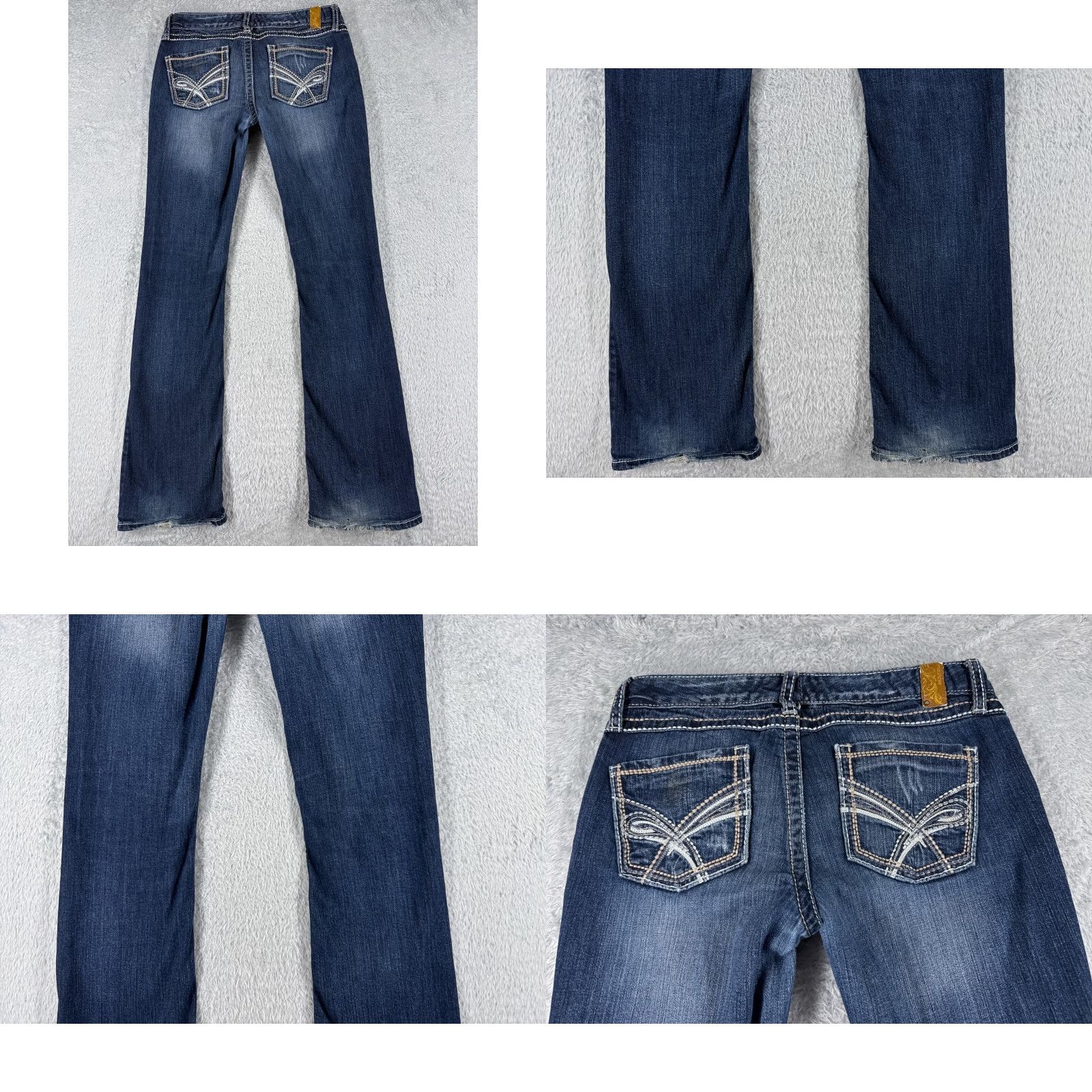 Vintage Maurices Jeans Women 5 Denim Flared Low Rise 29x33 Blue Cotton Size 27" / US 4 / IT 40 - 9 Thumbnail