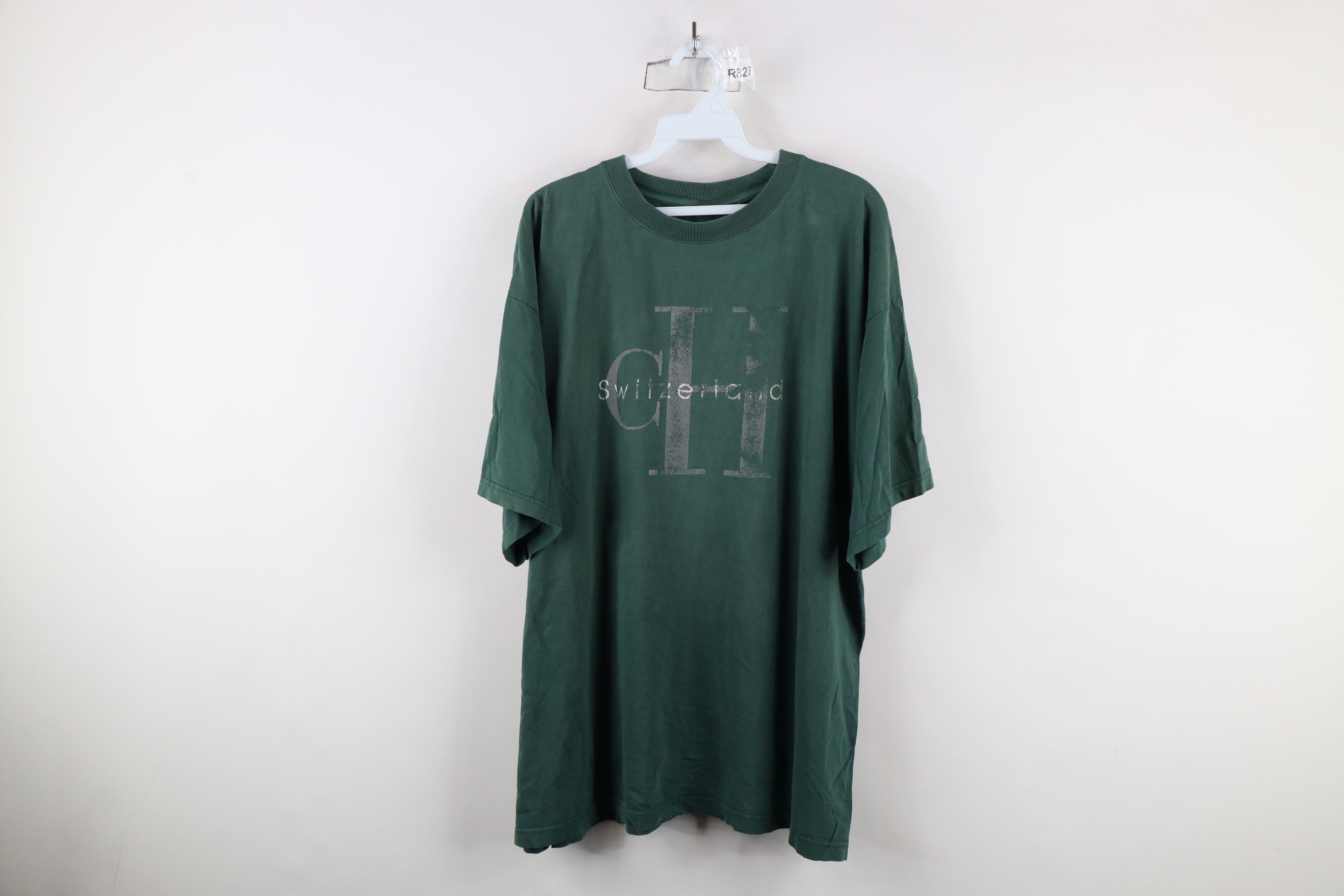 Vintage Vintage 90s Streetwear Spell Out Switzerland T-Shirt Green Size US XXL / EU 58 / 5 - 1 Thumbnail
