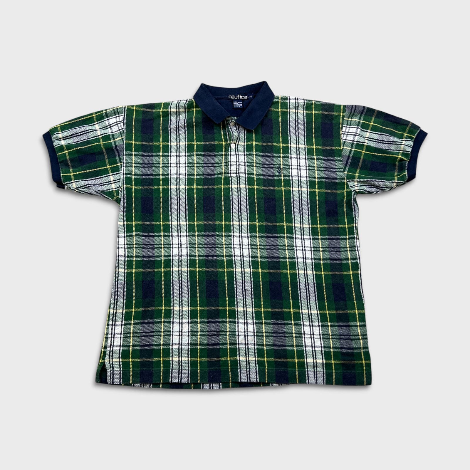 Nautica × Vintage VTG 90s Nautica Polo Shirt Large Plaid Checkered Preppy Tee Size US L / EU 52-54 / 3 - 1 Thumbnail