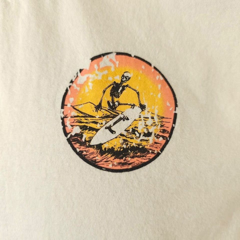 Vintage Vibe 'N Surf Club Crop Top T Shirt Womens Size Large Ivory Ocean Vibes Surfer Skeleton Size L / US 10 / IT 46 - 3 Thumbnail