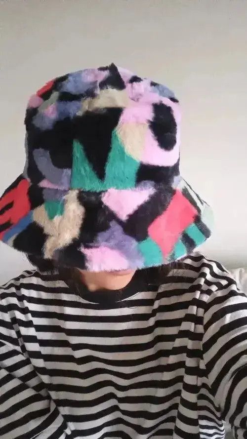 VIBE Vintage Faux Fur Panama Bucket Hats Size ONE SIZE - 2 Thumbnail