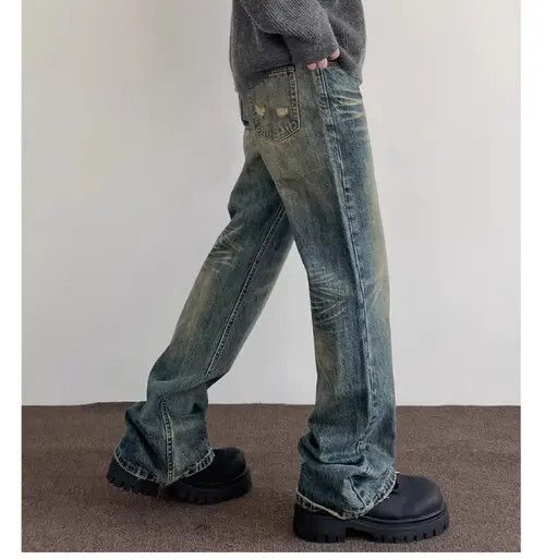 Japanese Brand Washed distressed men's American retro cleanfit flared jeans Size US 32 / EU 48 - 3 Thumbnail