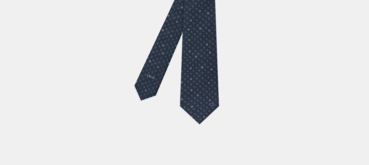 Dior o1w1db10824 Size: OS / Polka Dots Tie in Navy Blue Size ONE SIZE - 2 Thumbnail