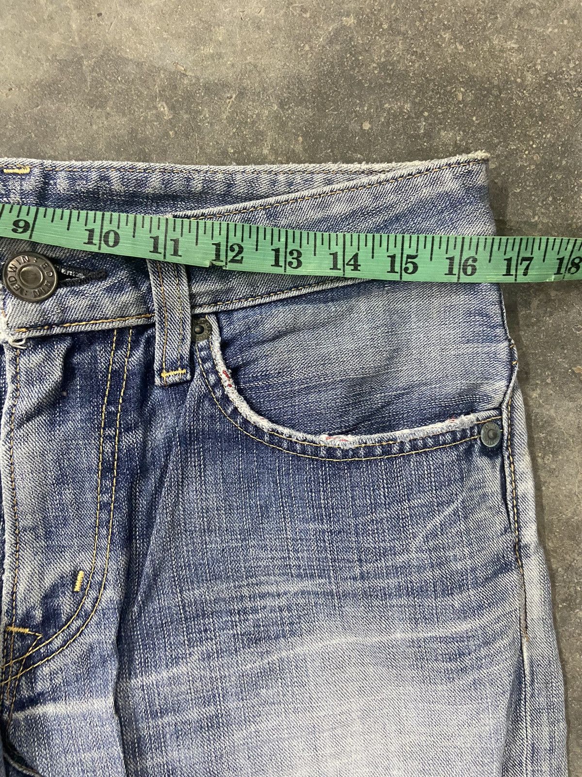 KMRii 🔥 Edwin 503 jeans Edwin Blue trip washed distressed Size US 33 - 9 Thumbnail