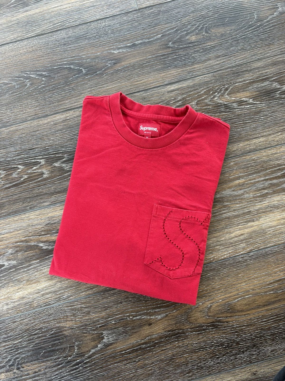 Supreme Laser Cut S Logo Pocket Tee SS21 Red