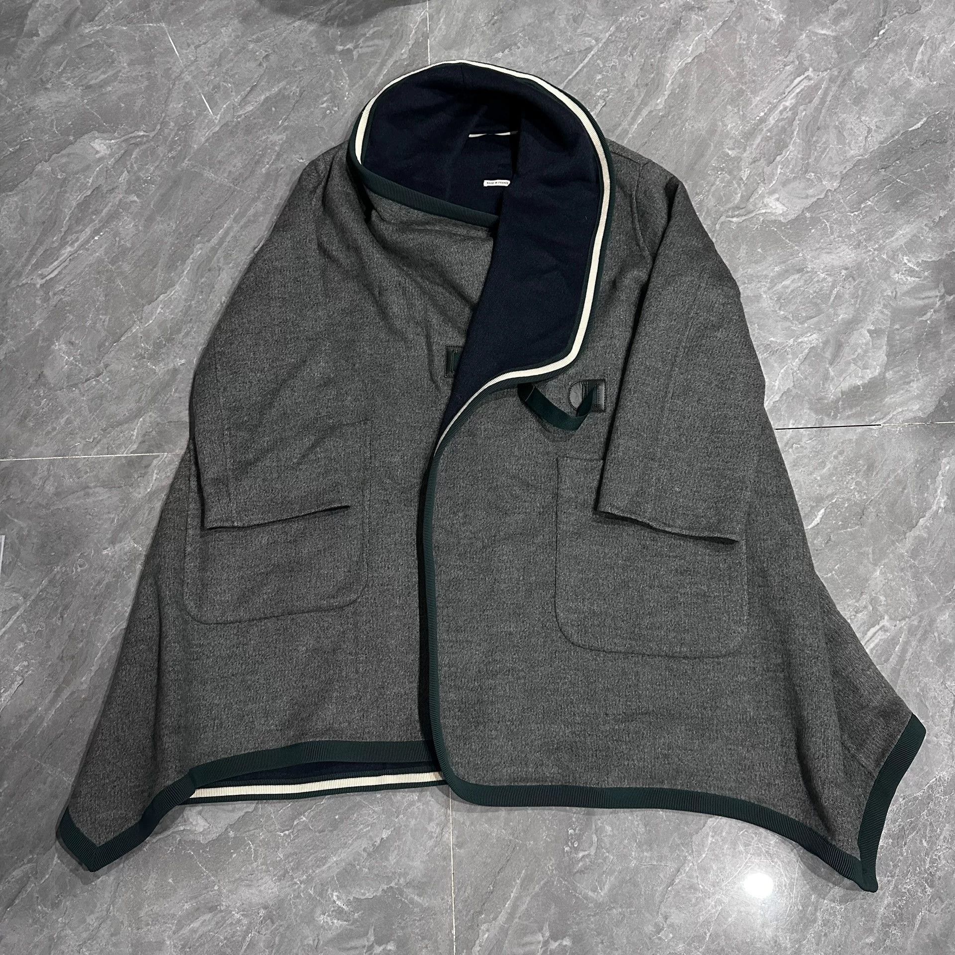 Hermes Hermes Gray Green Long Cape Coat Size XXS / US 00 / IT 34 - 1 Thumbnail