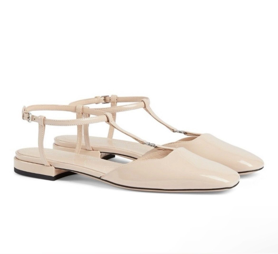 Gucci Gucci Double G patent-finish T-Strap ballerinas Ballet Flat Size US 8.5 / IT 38.5 - 1 Thumbnail