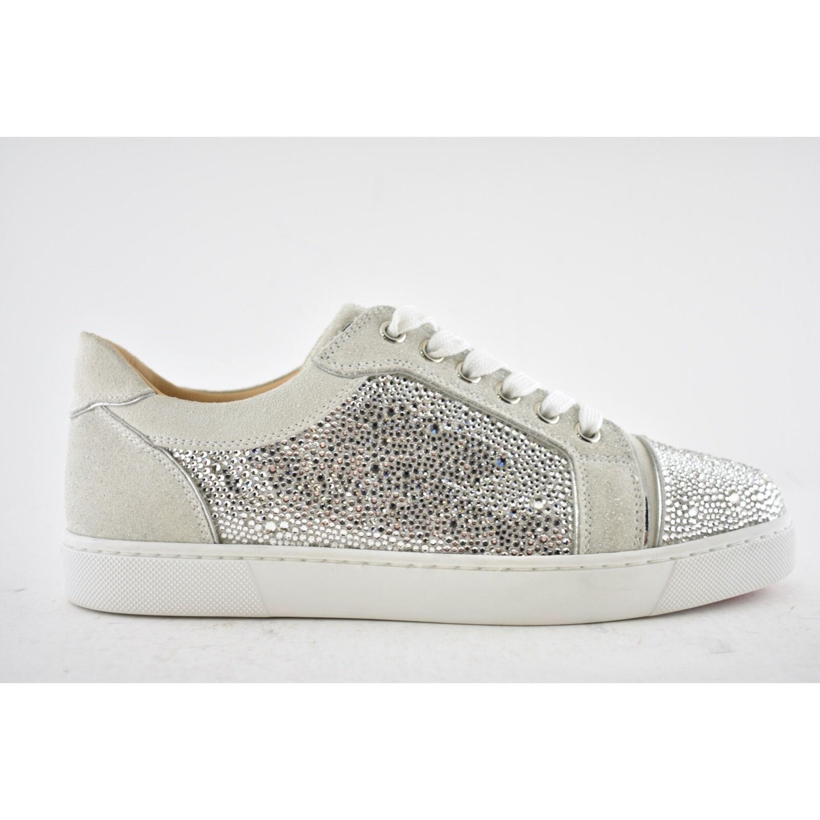 Christian Louboutin Vieira Strass Flat Lune Grey Crystal Low Top Sneaker 36.5 Size US 6.5 / IT 36.5 - 2 Thumbnail