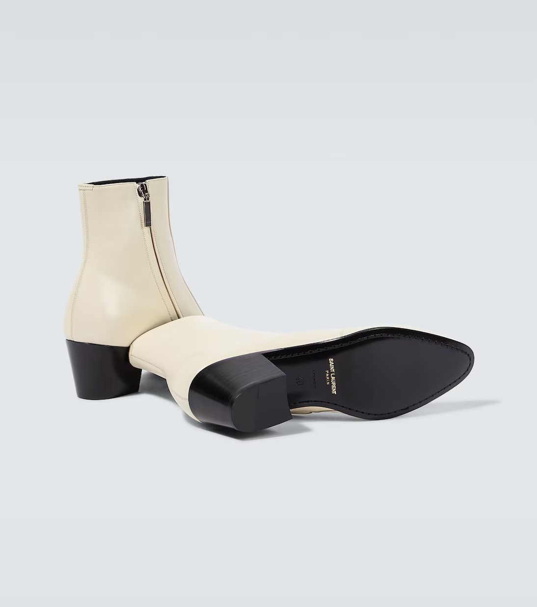 Saint Laurent Paris o1s1wg111124 Vassili Zipped Booties in Smooth . in Beige Size US 8 / EU 41 - 7 Thumbnail