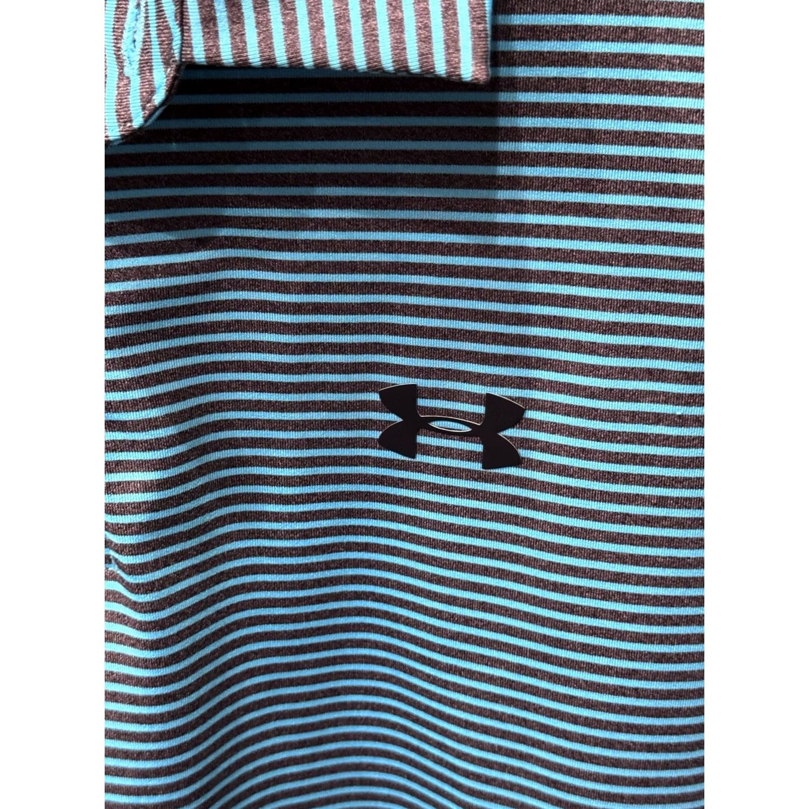 Under Armour Under Armour POLO SHIRT Seafoam Blue Gray Stripe XL EXtra Large Mens Size US XL / EU 56 / 4 - 5 Thumbnail