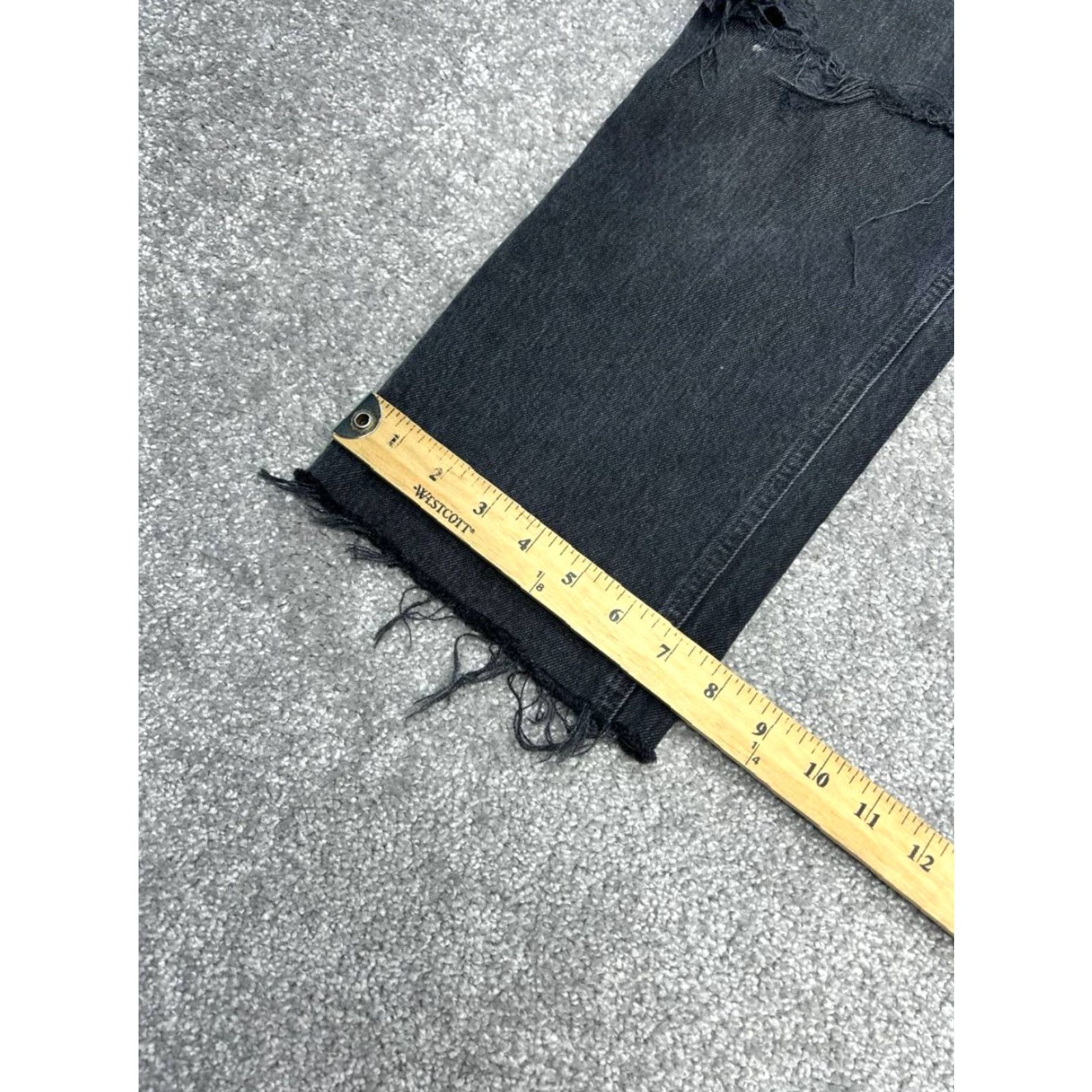 Agolde AGOLDE Lana Jeans Women 27 Black Cotton Distressed Fringe Hem Straight Leg 30x24 Size 27" / US 4 / IT 40 - 6 Thumbnail
