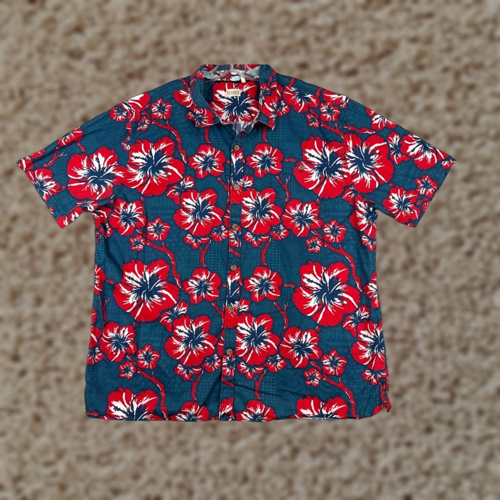 Vintage Te Aito Shirt Men 3XL Blue Floral Hibiscus Hawaiian Button-Up Cotton Shirt Adults 3XL Te Aito Men Hawaiian Shirt Blue Floral Short Sleeve Size US XXL / EU 58 / 5 - 1 Thumbnail