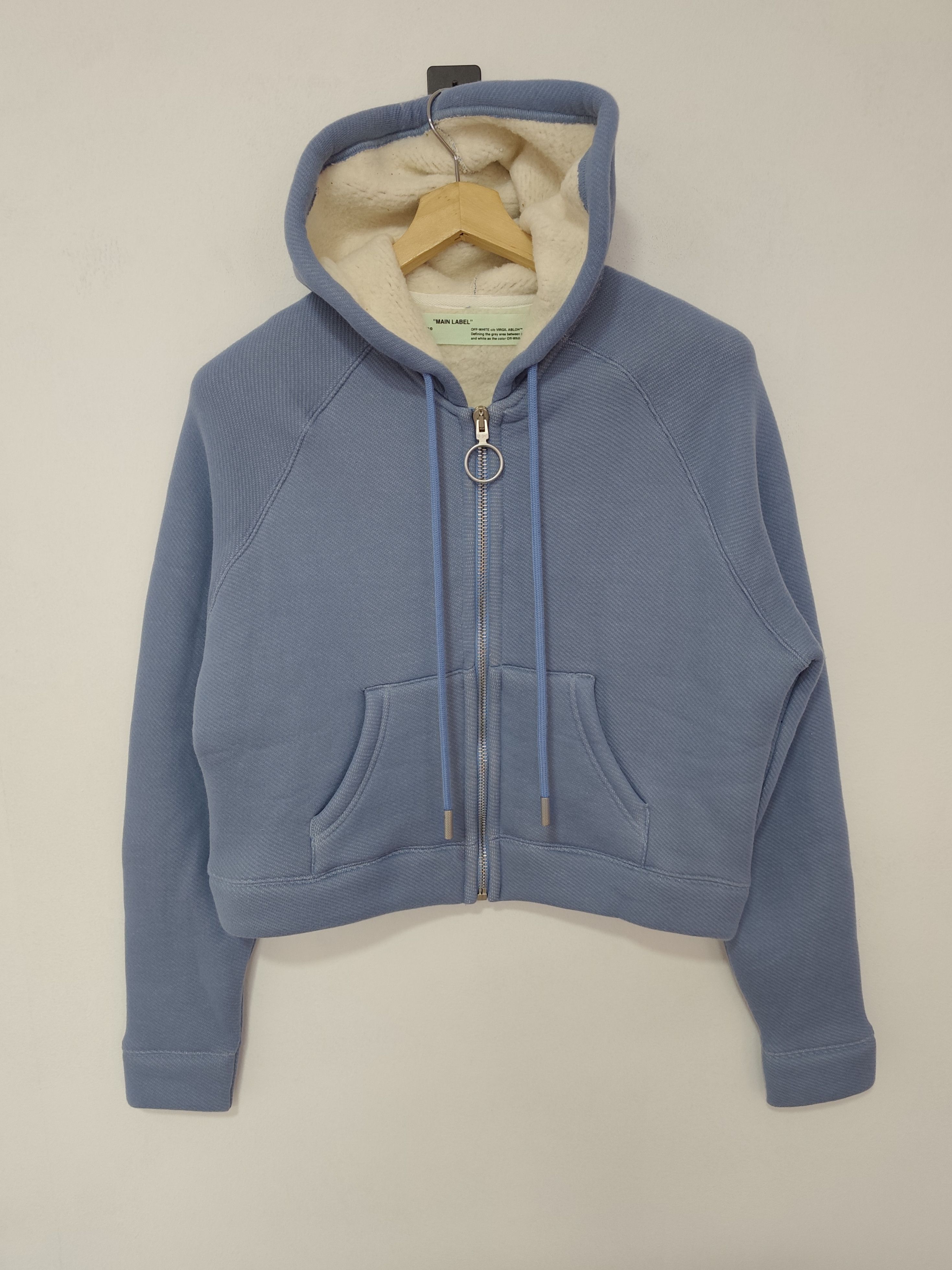Off-White Off-White "Sherpa-Lined Crop Hoodie" Size S / US 4 / IT 40 - 1 Thumbnail