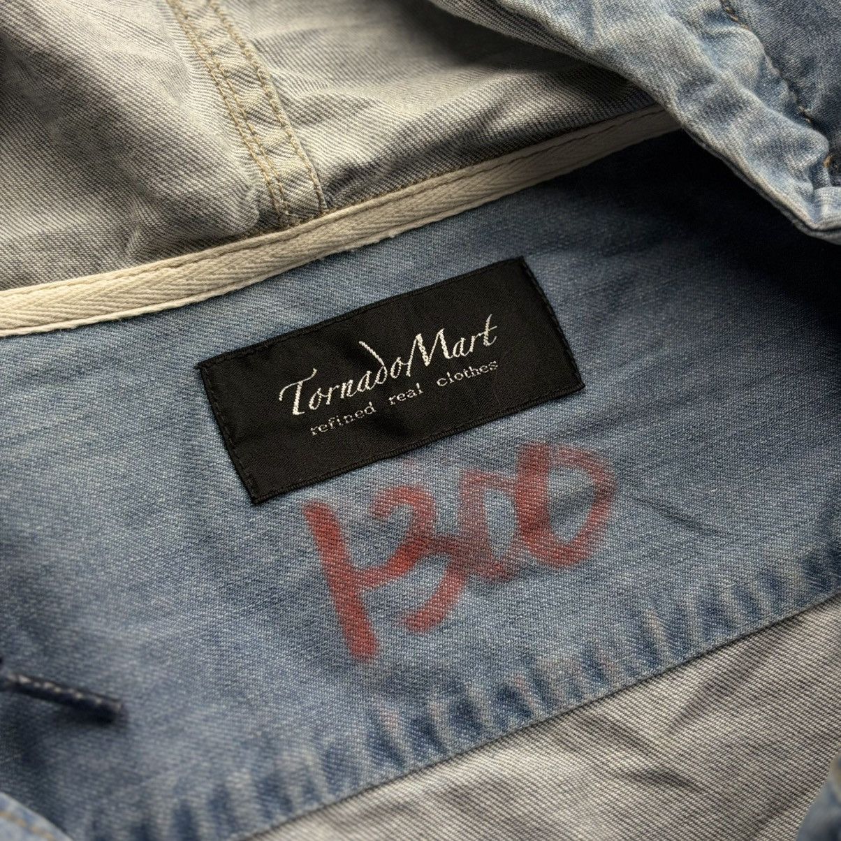 Tornado Mart Tornado Mart Washed Denim Hooded Shirt Size US M / EU 48-50 / 2 - 6 Thumbnail