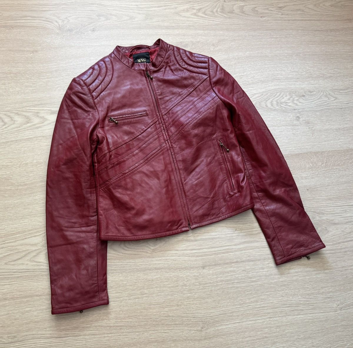 Mango Vintage MNG y2k Women’s Moto Racing Genuine Leather Jacket Size XS / US 0-2 / IT 36-38 - 1 Thumbnail