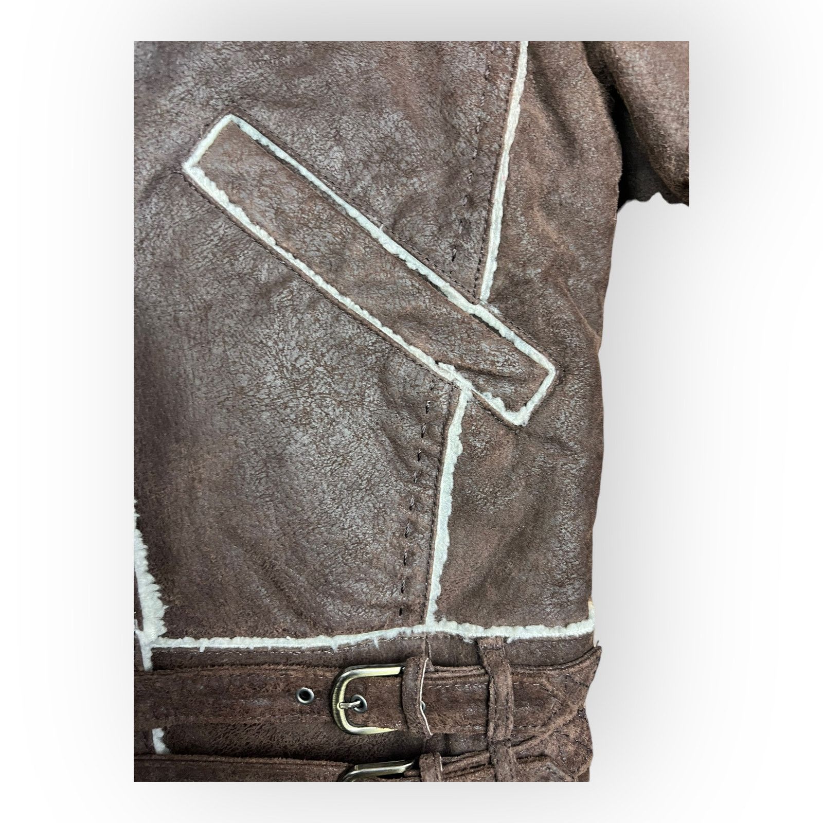 Vintage Moda International Leather Suede Vintage Moto Brown Jacket Size L / US 10 / IT 46 - 9 Thumbnail