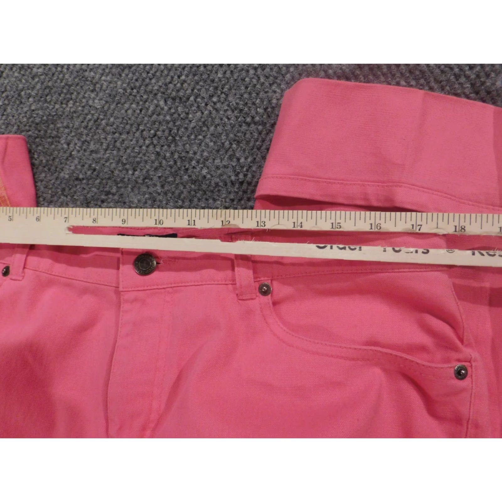 Izod IZOD Jeans Womens 14 Pink Straight Stretch Denim Cuffed Modern Pockets Zipper Regular Inseam 24 Size 36" / US 14 / IT 50 - 3 Thumbnail