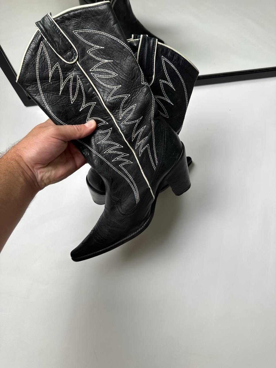 Cowboy Equipment 🔥90s Vintage Cowboy Leather High Shoes Western Vibe Size US 8 / IT 38 - 14 Thumbnail