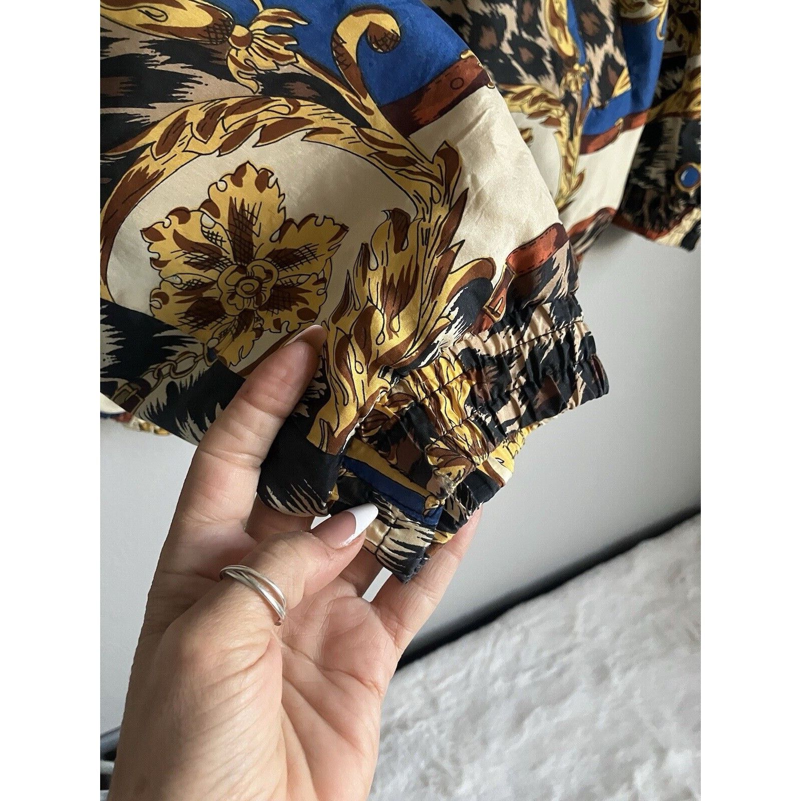 STUDIOUS A.M. Studio Silk Jacket women's Size M VINTAGE jungle zip Size M / US 6-8 / IT 42-44 - 7 Thumbnail