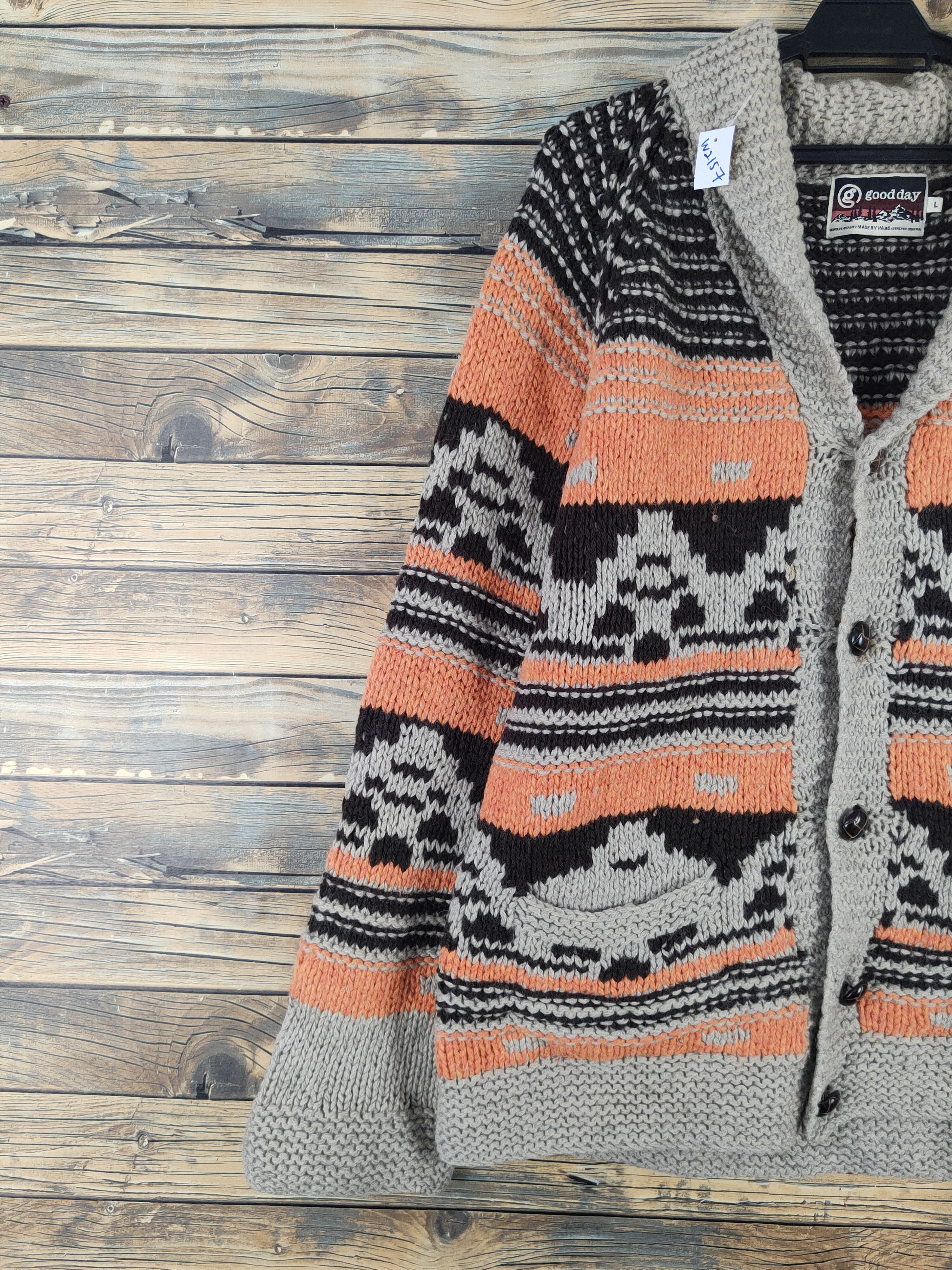 Handmade Good day Brown Orange handmade Knitwear Sweaters #W2157 Size US L / EU 52-54 / 3 - 3 Thumbnail