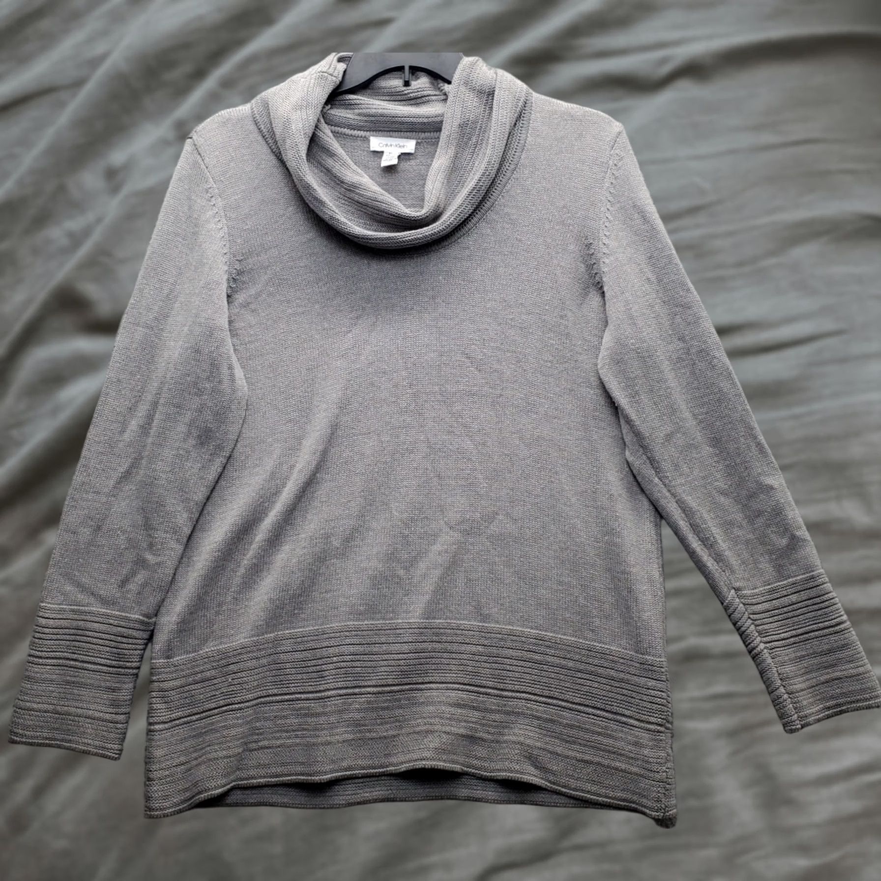 Calvin Klein Calvin Klein Pullover Sweater Womens XL Gray Cotton Knit Long Sleeve Cowl Neck Size XL / US 12-14 / IT 48-50 - 1 Thumbnail