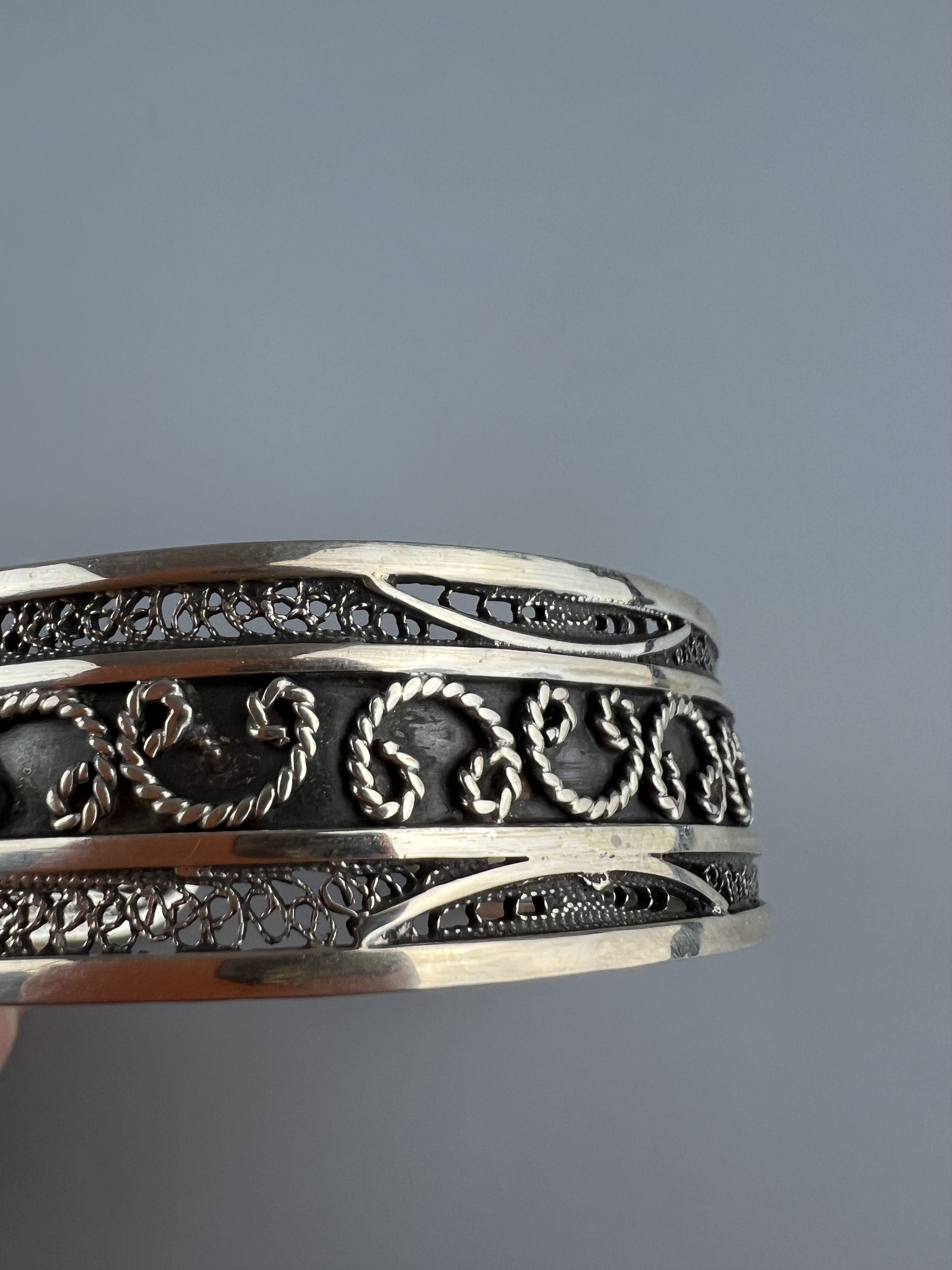 Vintage Rare Vtg Antique Sterling Silver Bangle Bracelet 33 Grams Size ONE SIZE - 4 Thumbnail