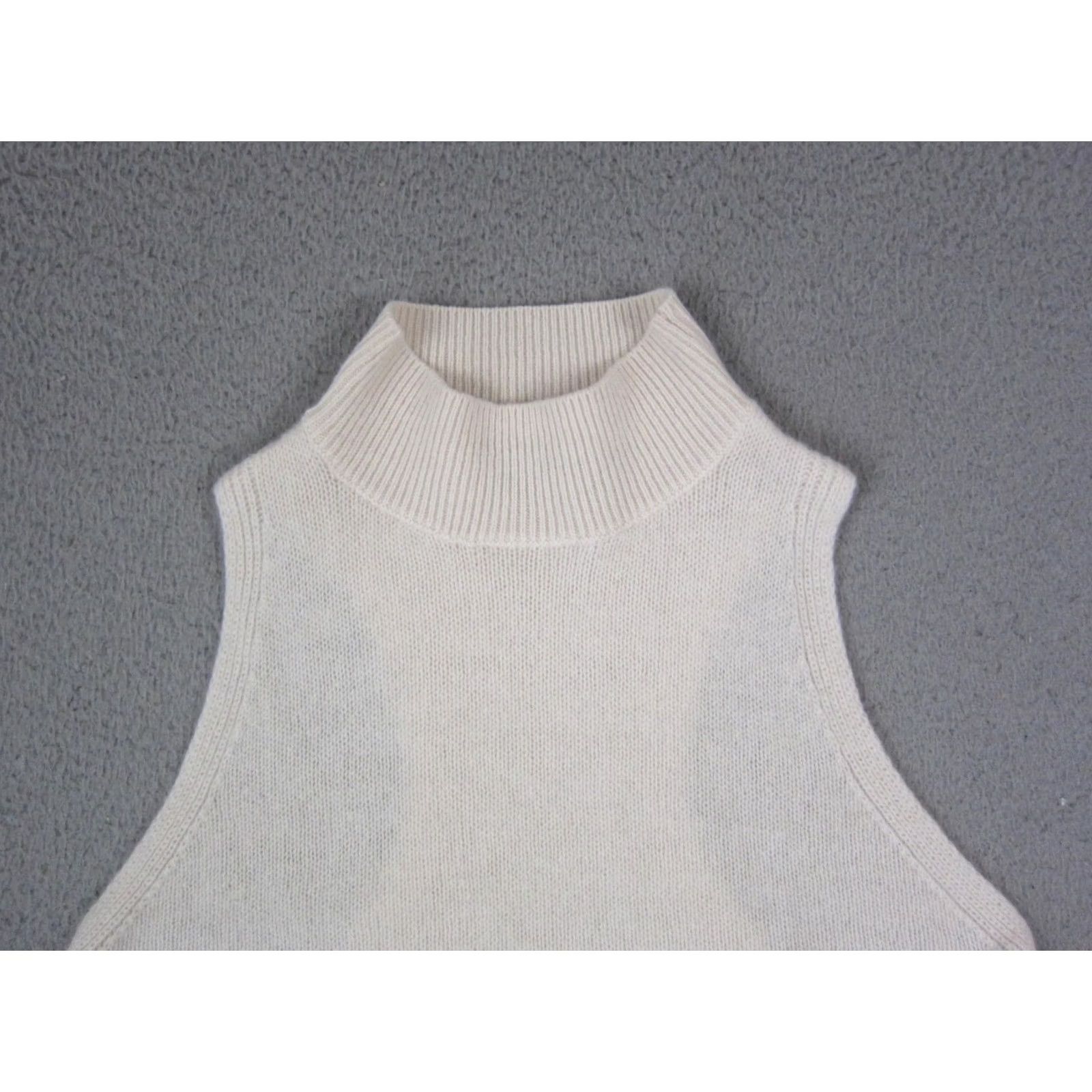 Vintage 360 Cashmere Sweater Womens Large Creme Logan Sleeveless Racerback Mock Neck Size L / US 10 / IT 46 - 2 Thumbnail