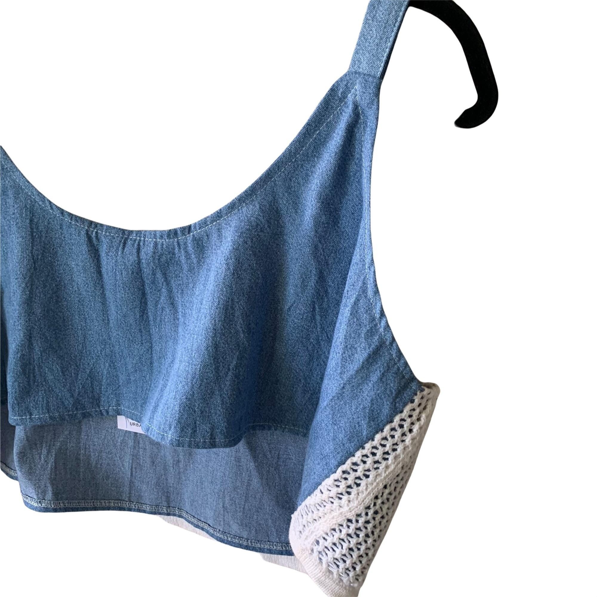 Urban Outfitters NWT Urban Outfitters Crocheted Denim Boho Cottagecore Crop T Size L / US 10 / IT 46 - 5 Thumbnail