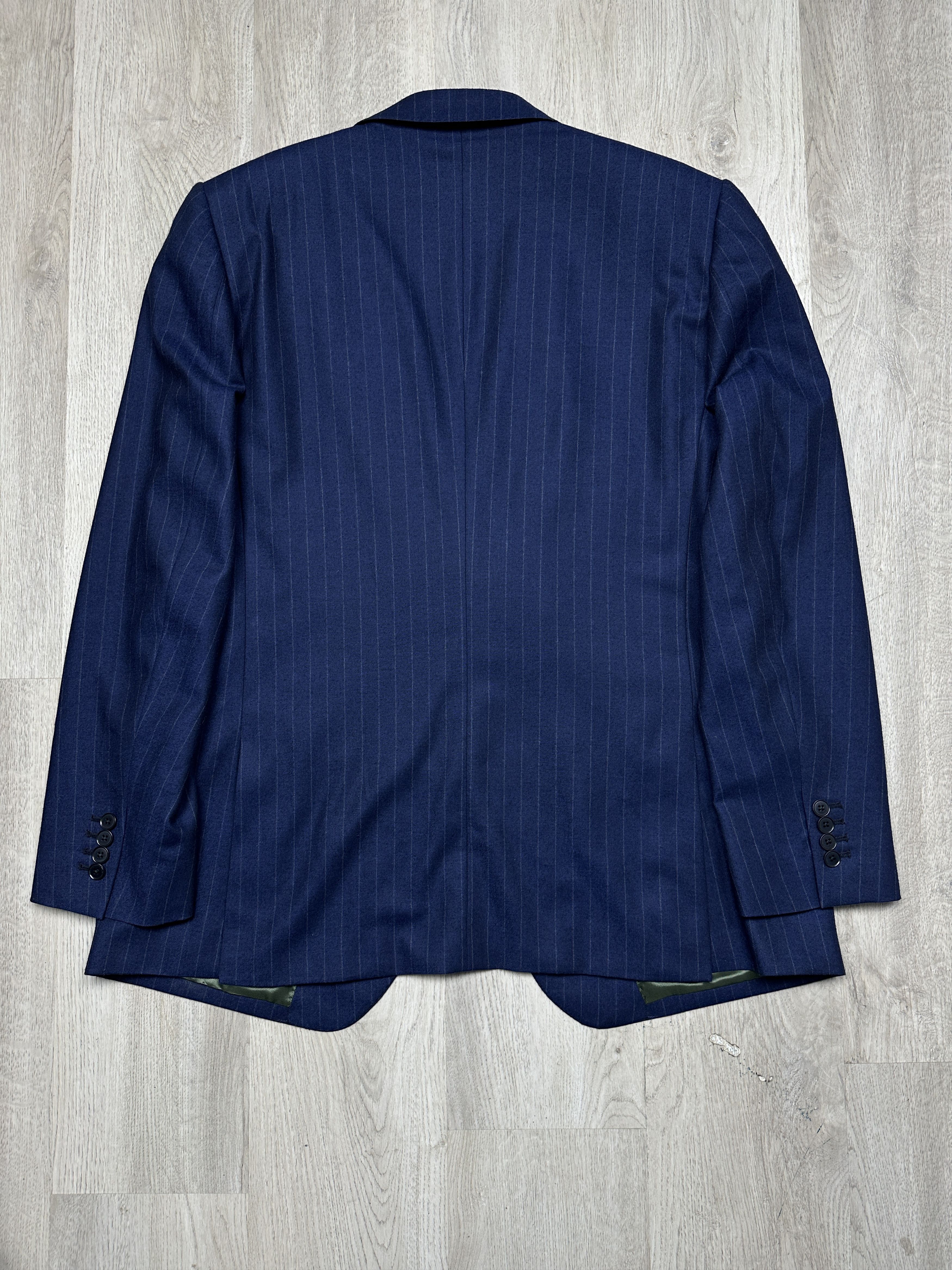 Charles Tyrwhitt Charles Tyrwhitt Mens Striped Wool Suit Blazer 44L Pants 40R Size 44L - 7 Thumbnail