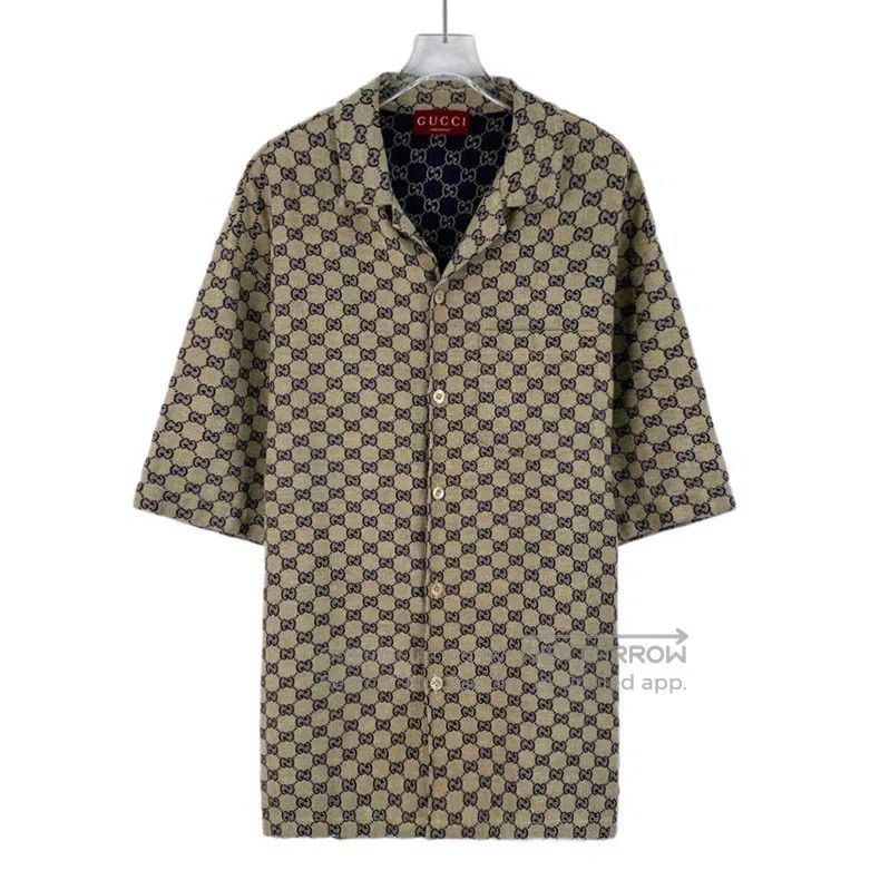 Gucci Gucci Brown log jacquard full-print linen lapel single-bre Size US L / EU 52-54 / 3 - 1 Thumbnail