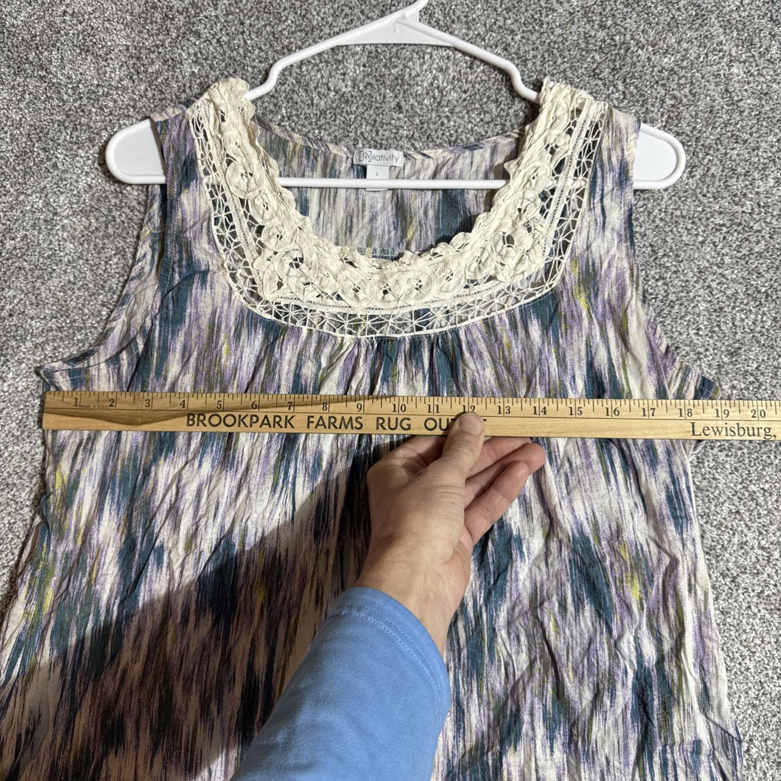 Other Retro 70s Hippie Tank Top Large Boho Crochet Lace Watercolor Size L / US 10 / IT 46 - 2 Thumbnail