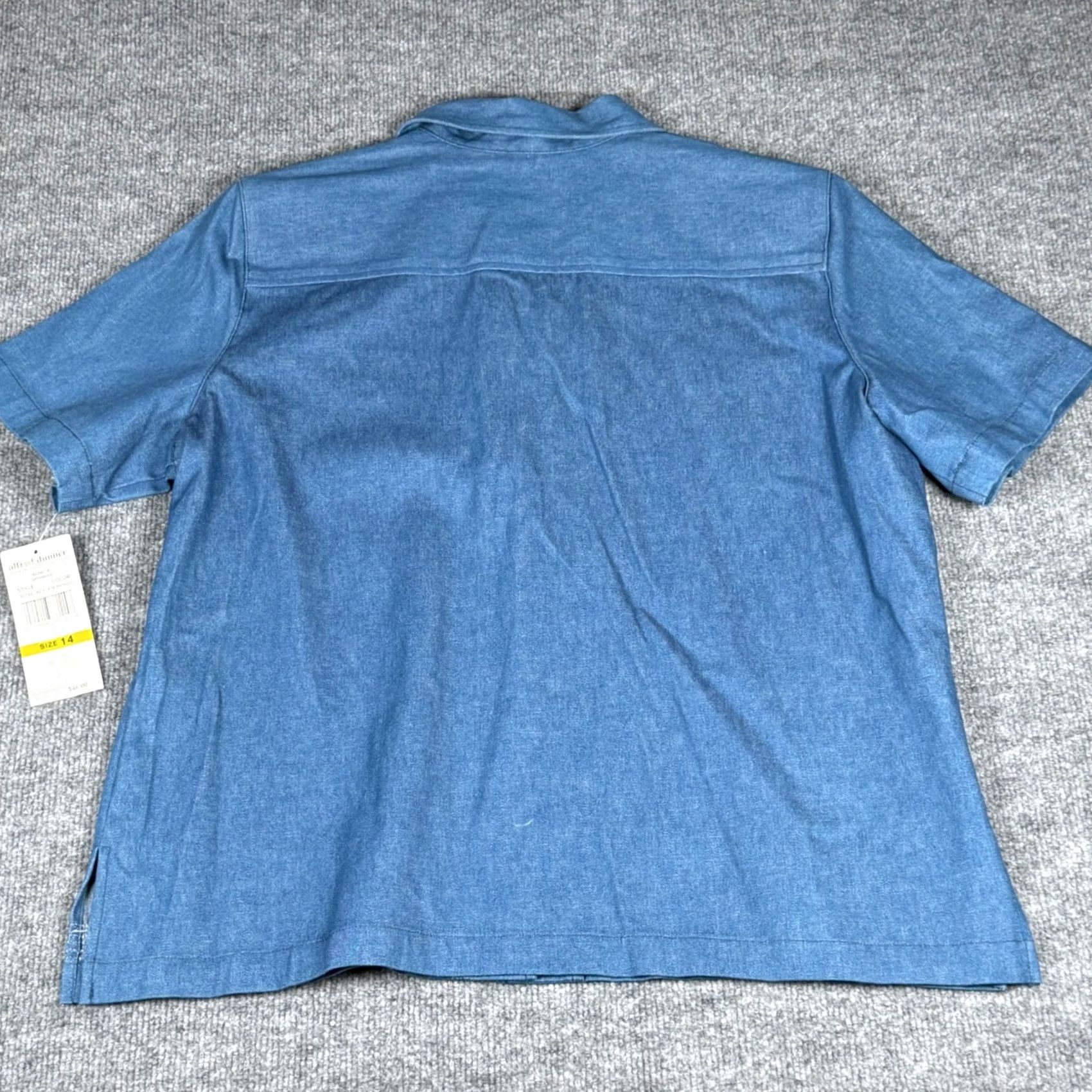 Vintage Alfred Dunner Denim Shirt Blue Dragonfly Floral Embroidered Short Sleeve Button-Up Women 14 NWT Size XL / US 12-14 / IT 48-50 - 2 Thumbnail
