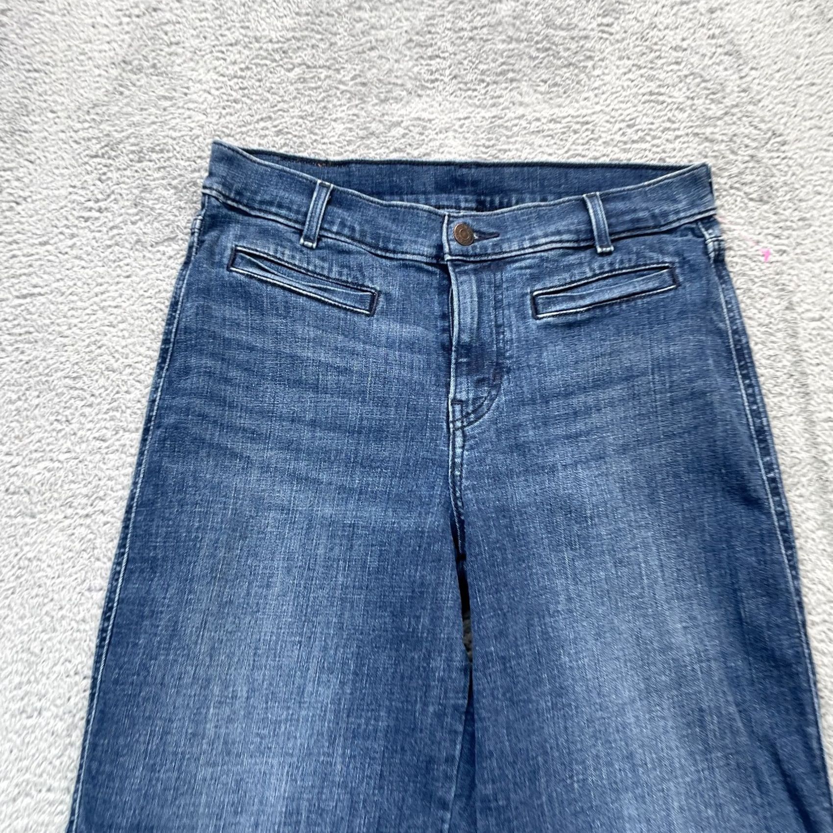 Levi's Levis Jeans Womens 6 Blue Cropped Wide-Leg Whiskered Denim Logo High Rise Cotton Jeans Size 28" / US 6 / IT 42 - 4 Thumbnail