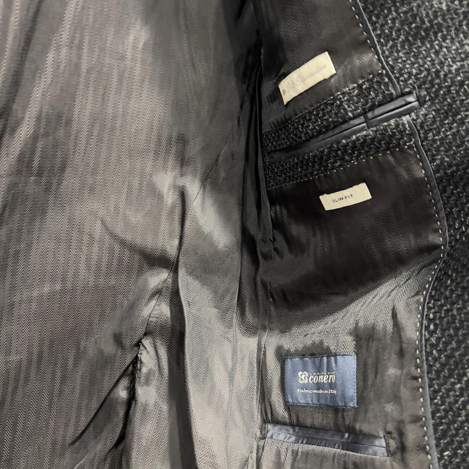 Unknown London Joseph Abboud Men's Dark Gray Textured Wool Blazer Size 38R - 7 Thumbnail
