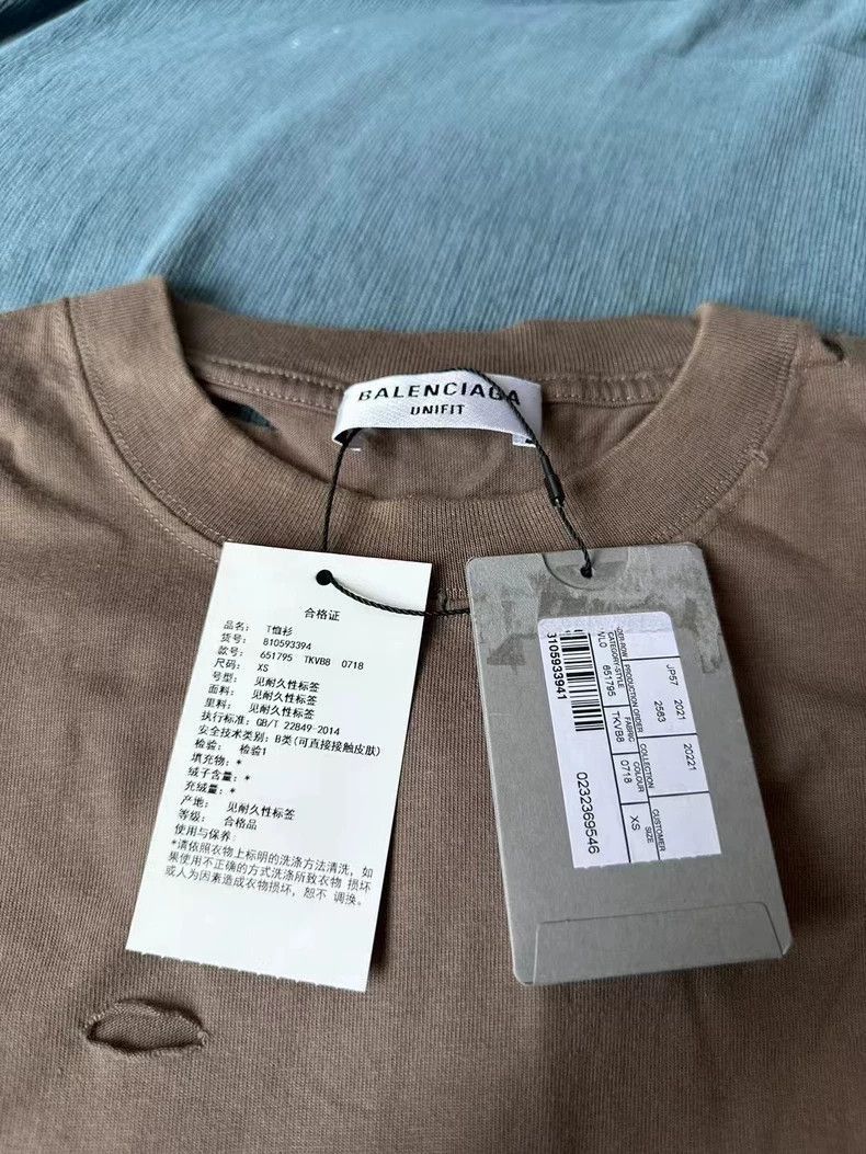 Balenciaga Balenciaga Balenciaga Brown Distressed Short Sleeve Shirt Size US S / EU 44-46 / 1 - 5 Thumbnail