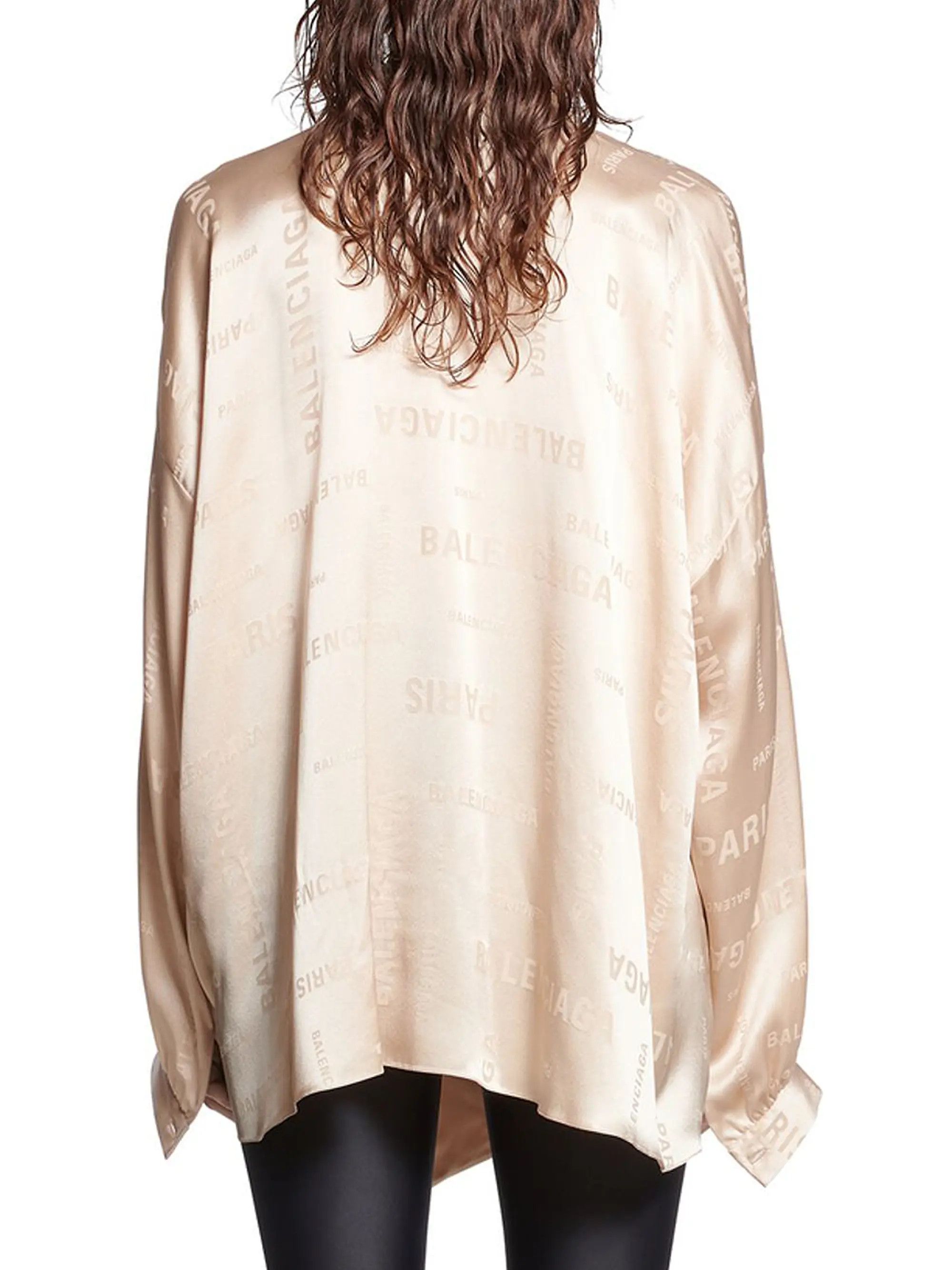 Balenciaga oc11z0825 Bal Paris Allover Vareuse Oversized Blouse Beige Size XL / US 12-14 / IT 48-50 - 4 Thumbnail