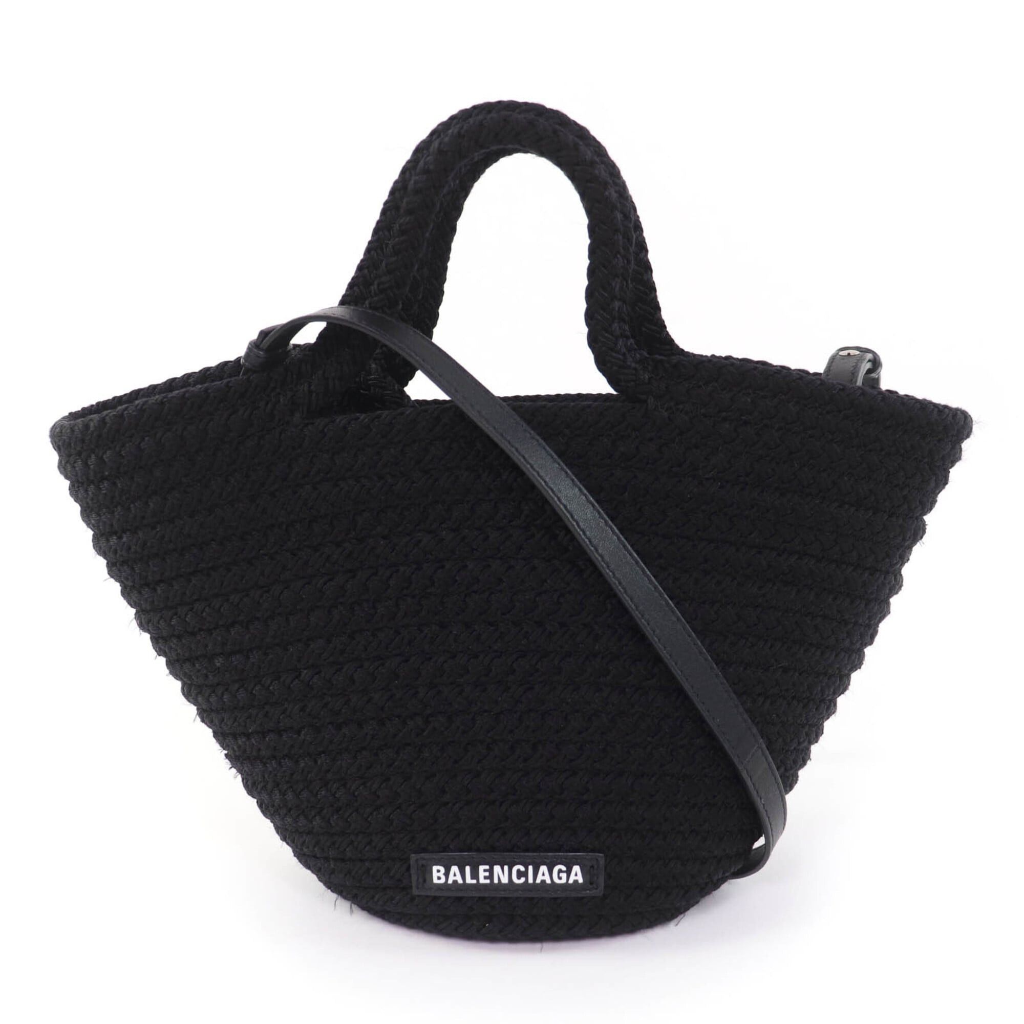 Balenciaga BALENCIAGA 695612 Ibiza Small Leather Trim 2-Way Handbag/Shoulder Bag, Black, Made in Italy, Women's Size ONE SIZE - 1 Thumbnail