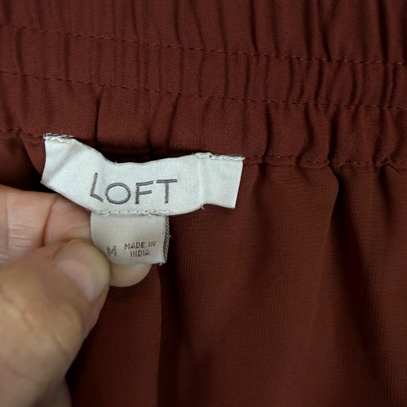 Loft LOFT Embroidered Mini Skirt Womens M Orange Elastic Waist Scalloped Hem Short Bohemian Flower Retro Pattern Size 32" / US 10 / IT 46 - 3 Thumbnail