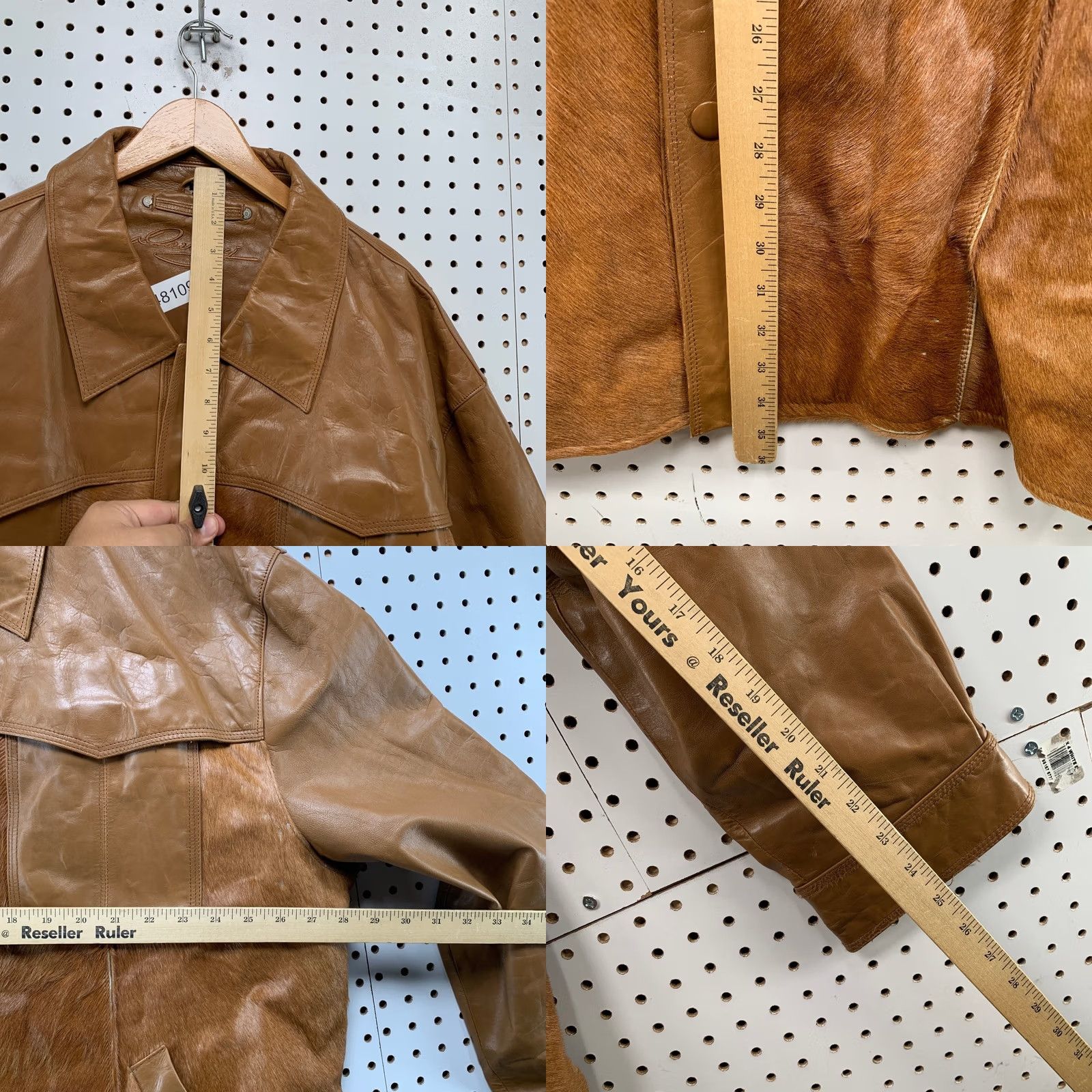Vintage VINTAGE Davoucci Leather Jacket Men 6XL Brown Hair On Hide 80s 90s Rodeo Western Jacket Size US XXL / EU 58 / 5 - 10 Thumbnail