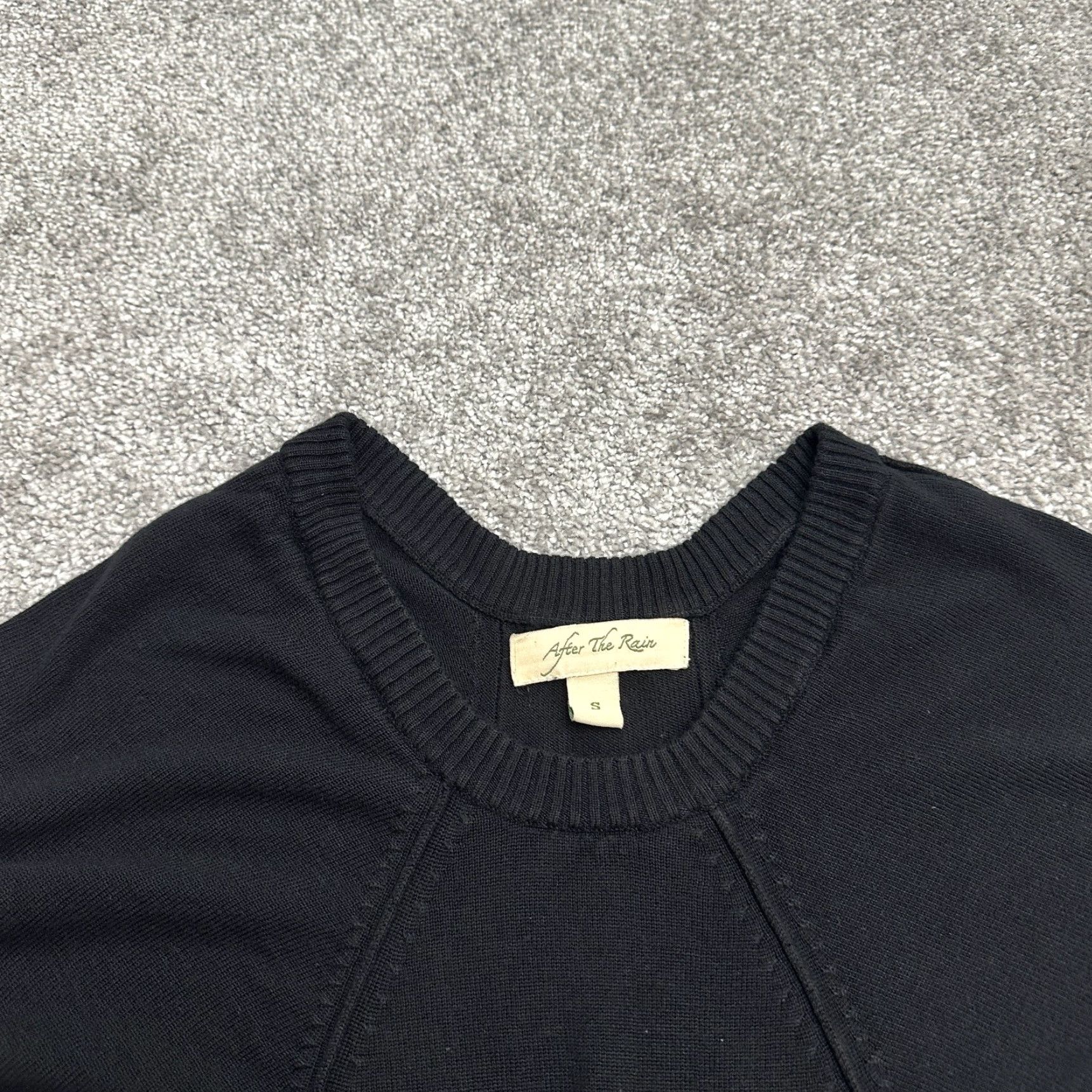 Rains After The Rain Sweater Womens Small Black Short Sleeve Crew Neck Dolman Rayon Classic Designer Size S / US 4 / IT 40 - 3 Thumbnail