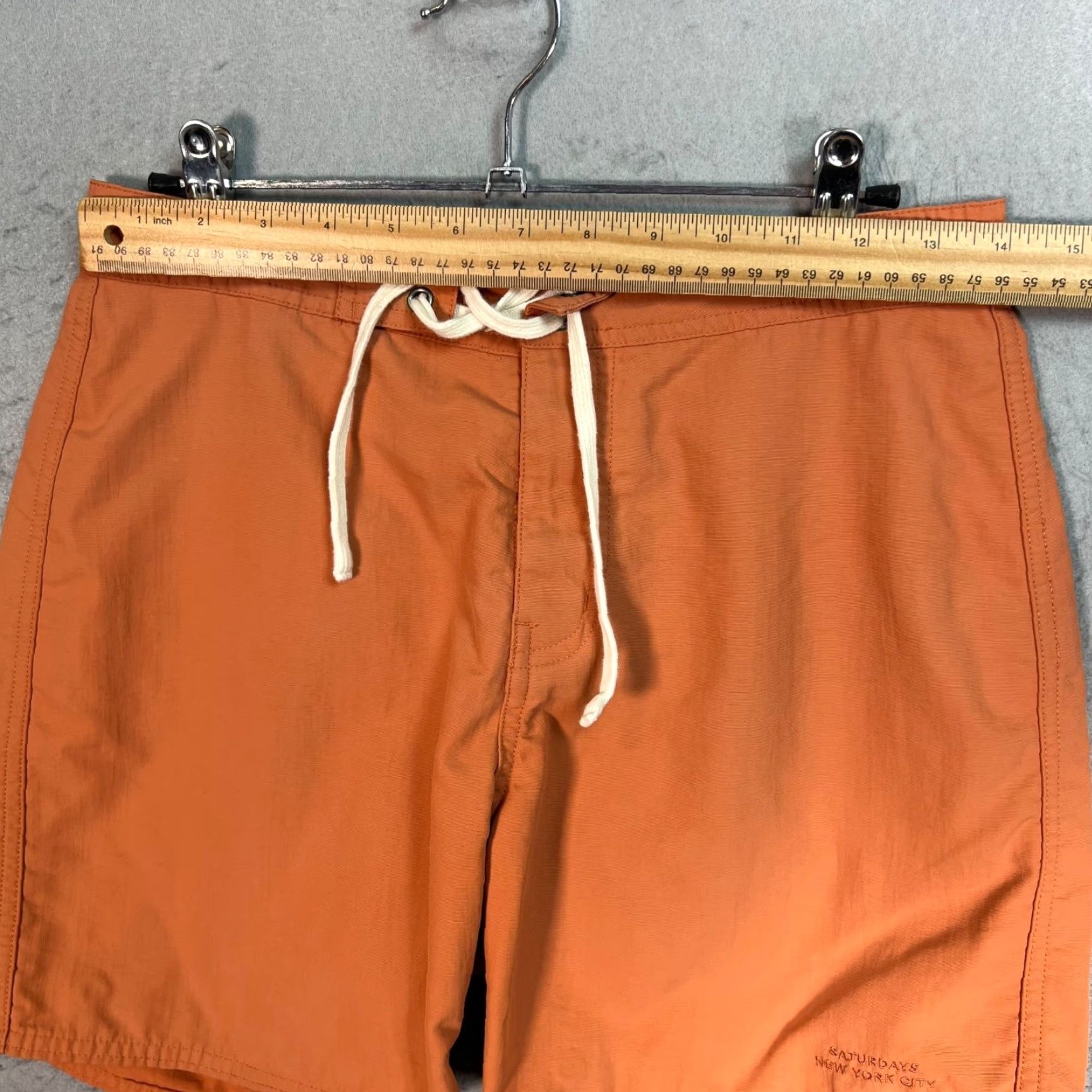 Saturdays NYC Saturdays NYC Mens Orange Nylon Swim Shorts W/ Drawstring Bottom Men 28 Color Orange Drawstring Back Pocket Swim Shorts 28 Mens Size US 28 / EU 44 - 6 Thumbnail