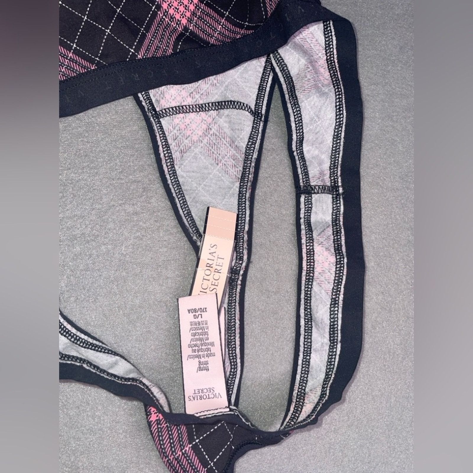 Victoria's Secret Victoria's Secret Thong VS Pink Plaid Thong Panty NEW Size ONE SIZE - 6 Thumbnail