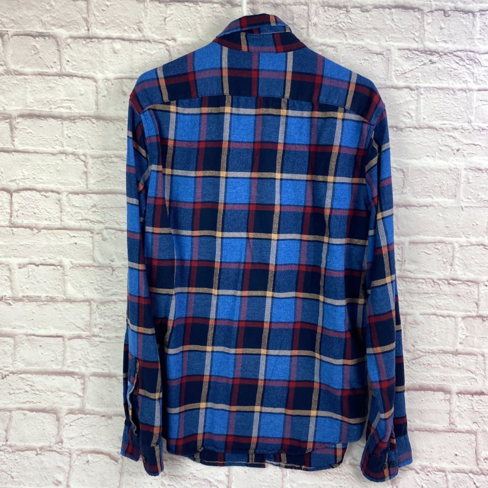 Vintage VINTAGE Goodfellow Mens Plaid Flannel Button Down Shirt Long Sleeve Size L 100% Cotton Blue Men Apparel Regular Fit Durable Pockets 42 in Chest Mens Size US L / EU 52-54 / 3 - 2 Thumbnail