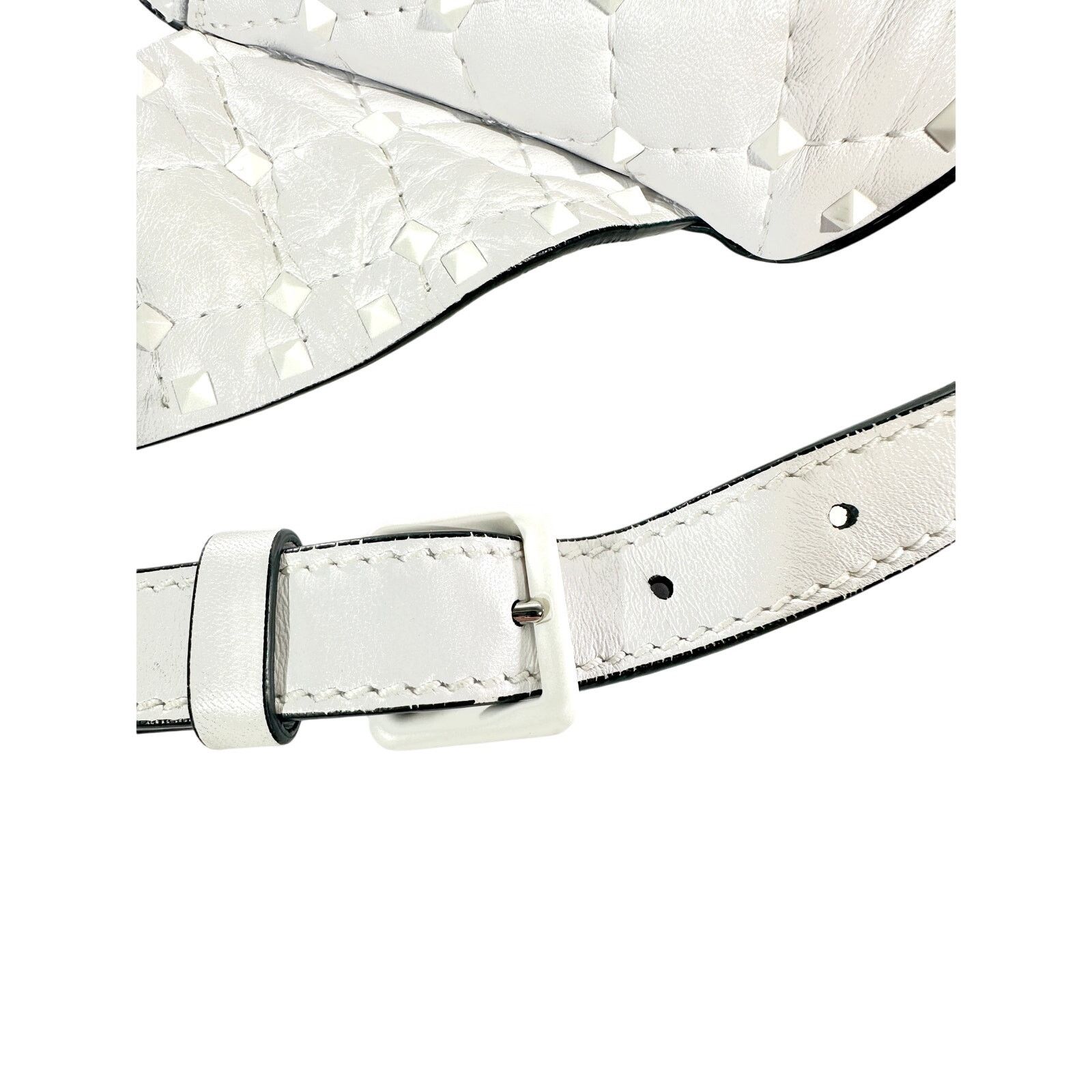 Valentino VALENTINO GARAVANI Leather Rockstud Spike Belt Bag White Size ONE SIZE - 8 Thumbnail