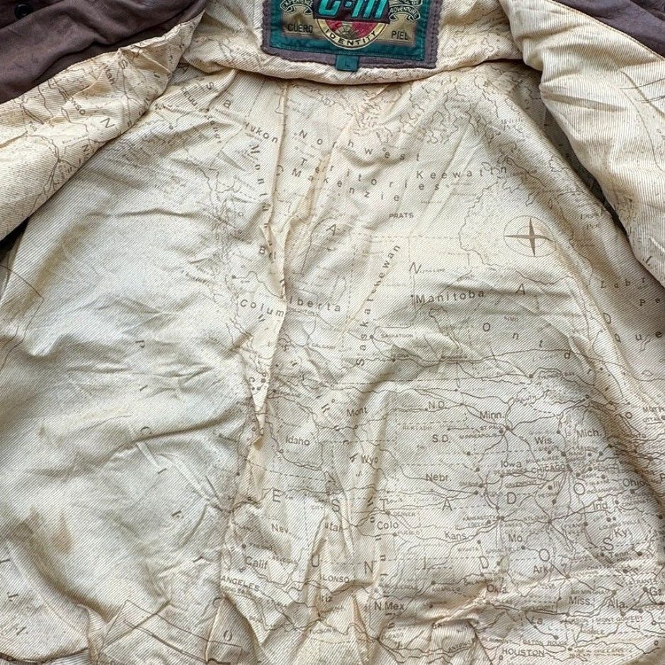 G-III VINTAGE G-III Leather Aviator Bomber Flight Jacket Men Large L Map Brown Size US L / EU 52-54 / 3 - 6 Thumbnail