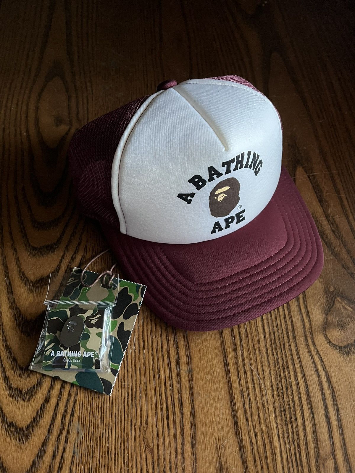 Bape Bape College Mesh Trucker Hat - Burgundy Size ONE SIZE - 1 Thumbnail