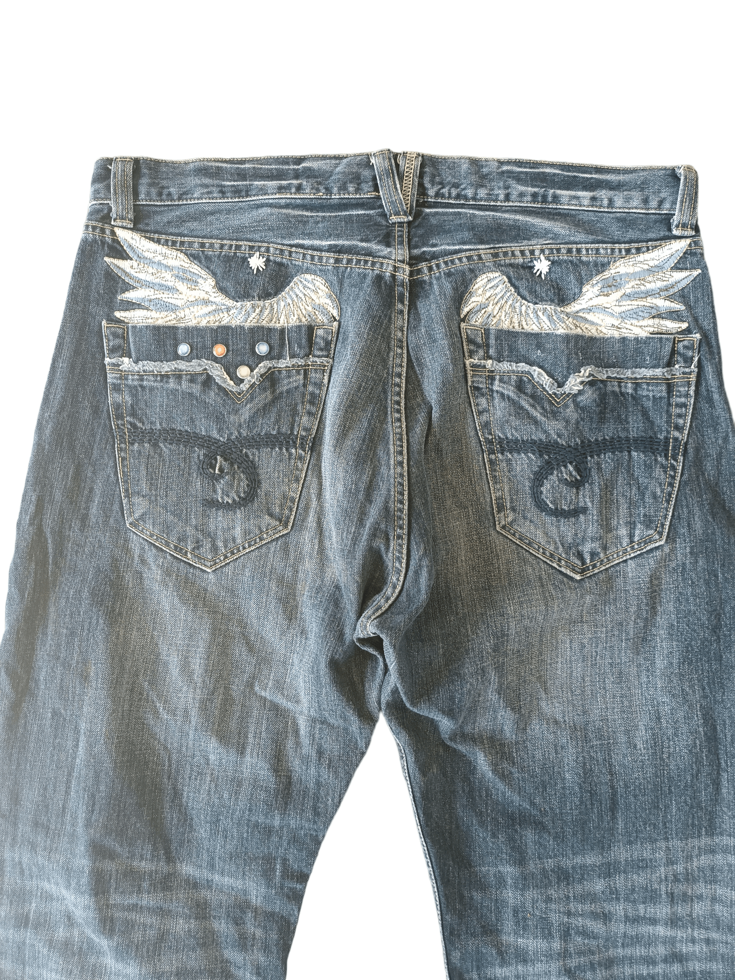 image of Vintage VTG Flare Baggy Distressed Design Denim, Men's (Size 36)