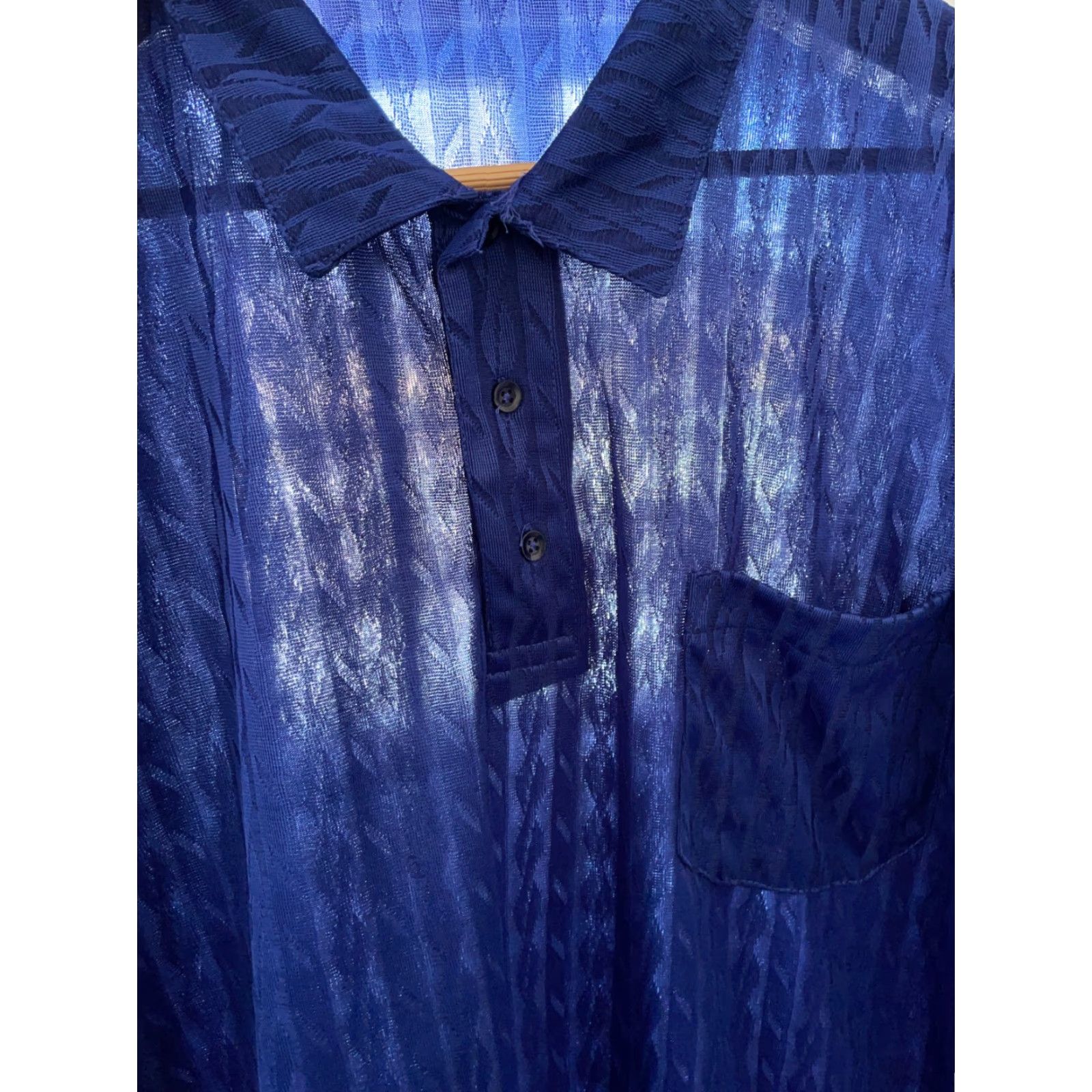 Haband VINTAGE Haband Polo Shirt 90s Dad Style Long Sleeve XL Blue Relaxed Fit Lightweight Polyester Mens casual workwear Size US XL / EU 56 / 4 - 5 Thumbnail