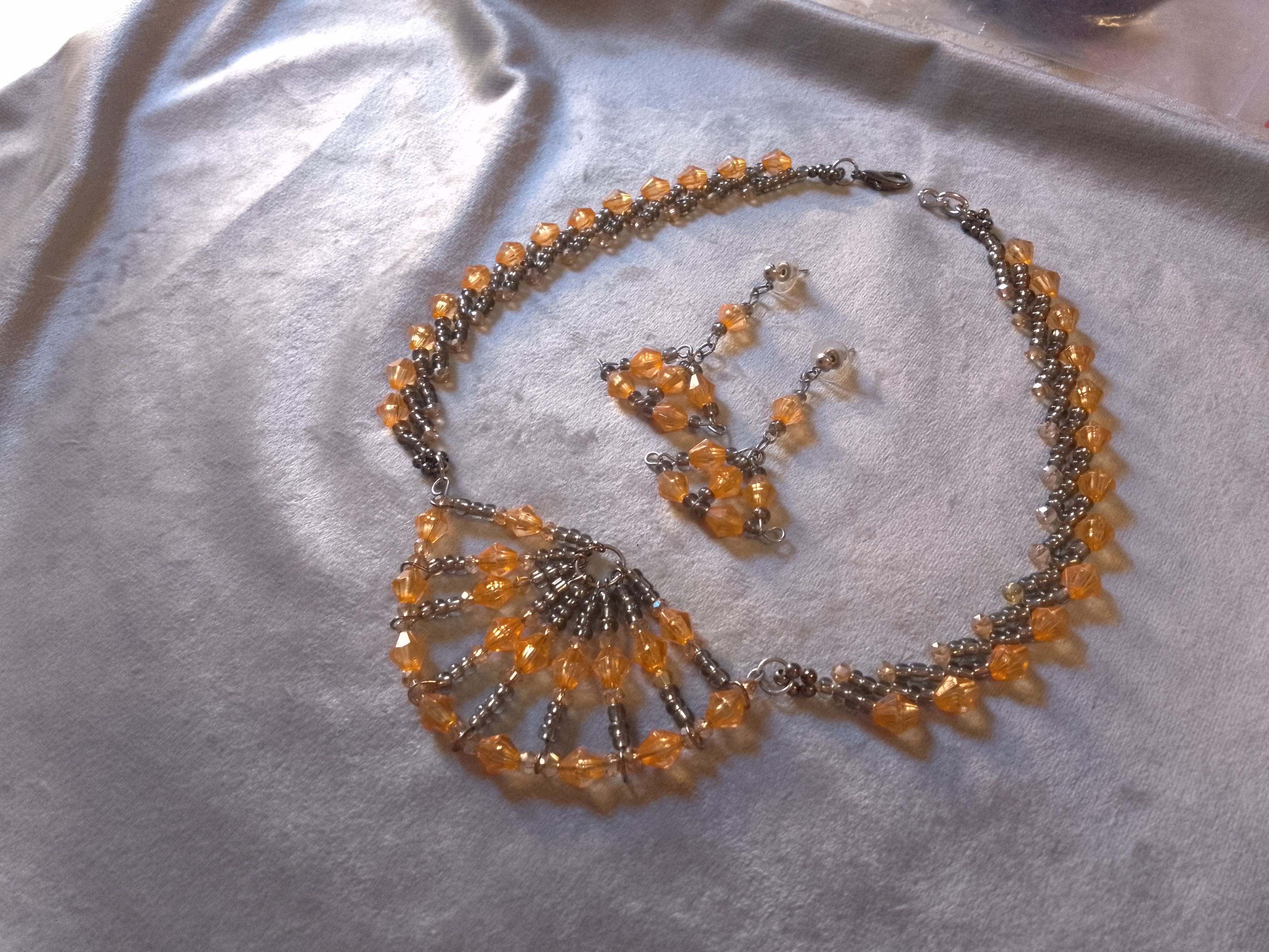 Handmade Necklace Orange Green Earrings Vintabe Antique Fashionable Size ONE SIZE - 9 Thumbnail