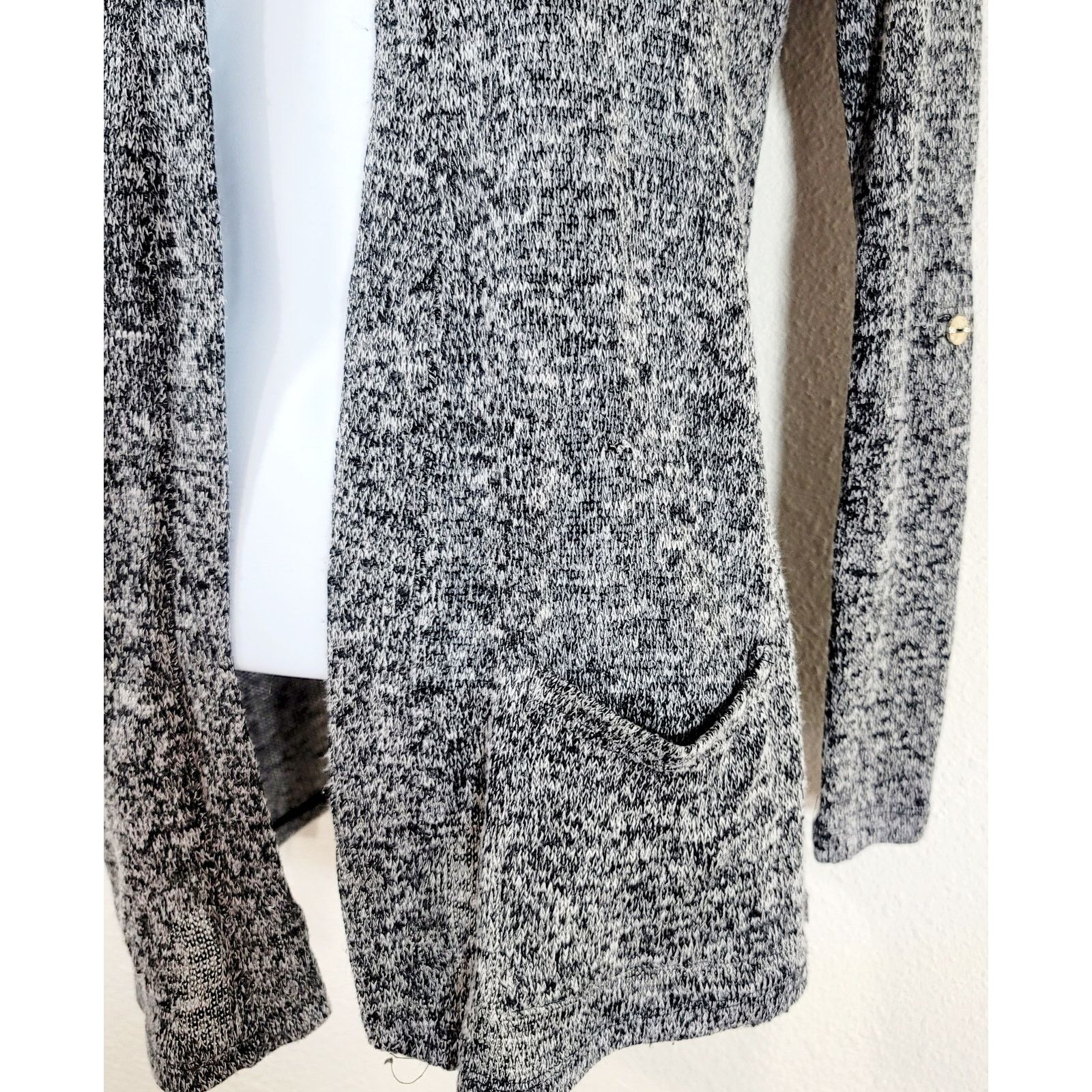 Other Oboe Black Gray Marled Open Front Cardigan Sweater Small Size S / US 4 / IT 40 - 2 Thumbnail